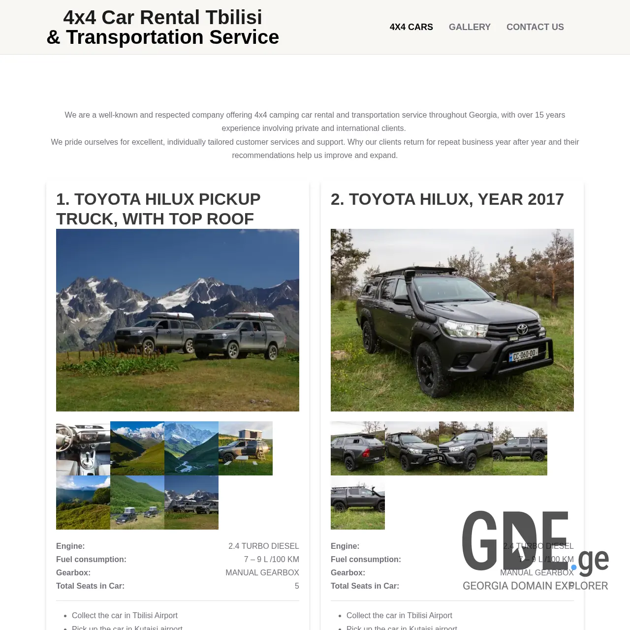 Screenshot of the site campercarrental.ge at 2025-12-07