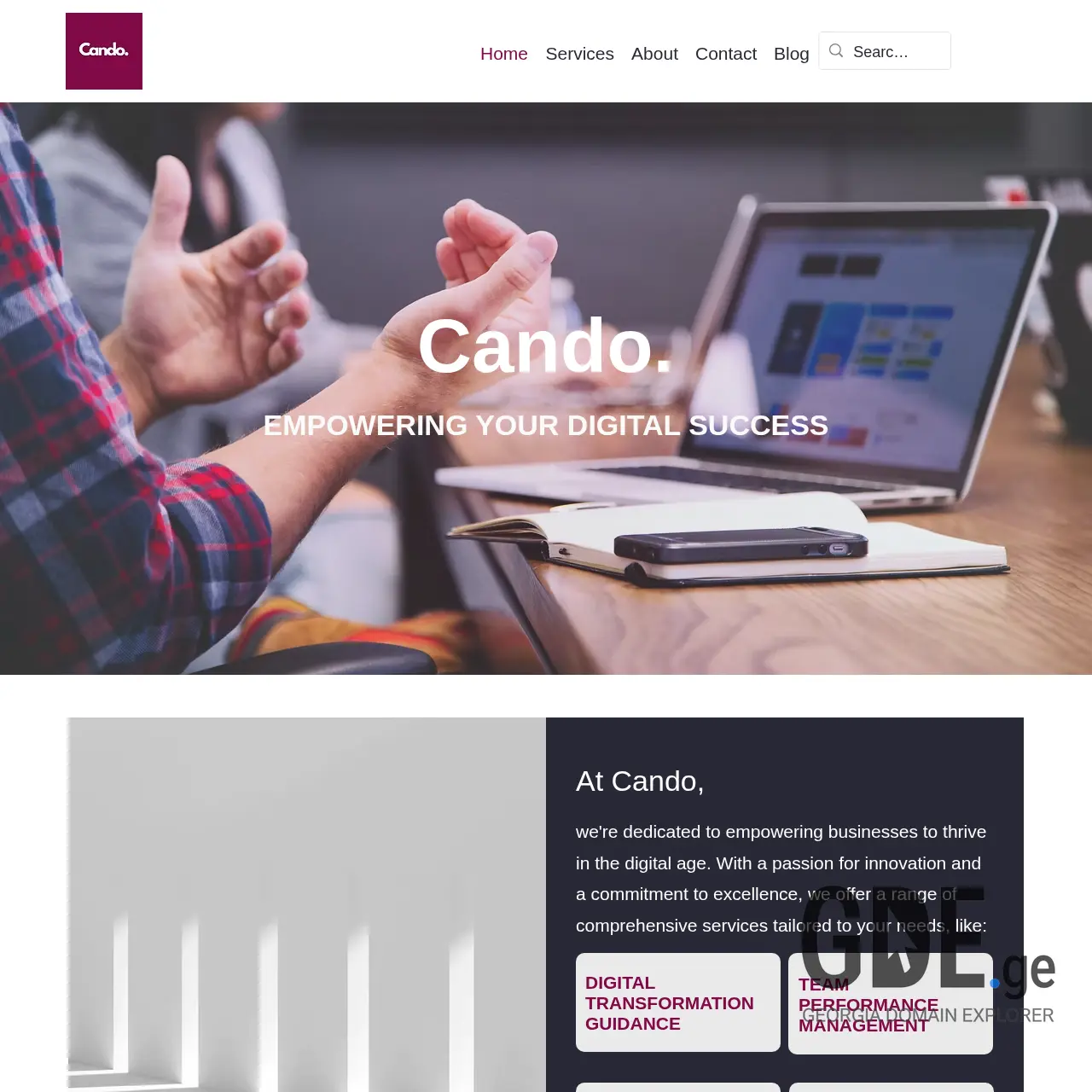 Screenshot of the site cando.ge at 2025-12-07