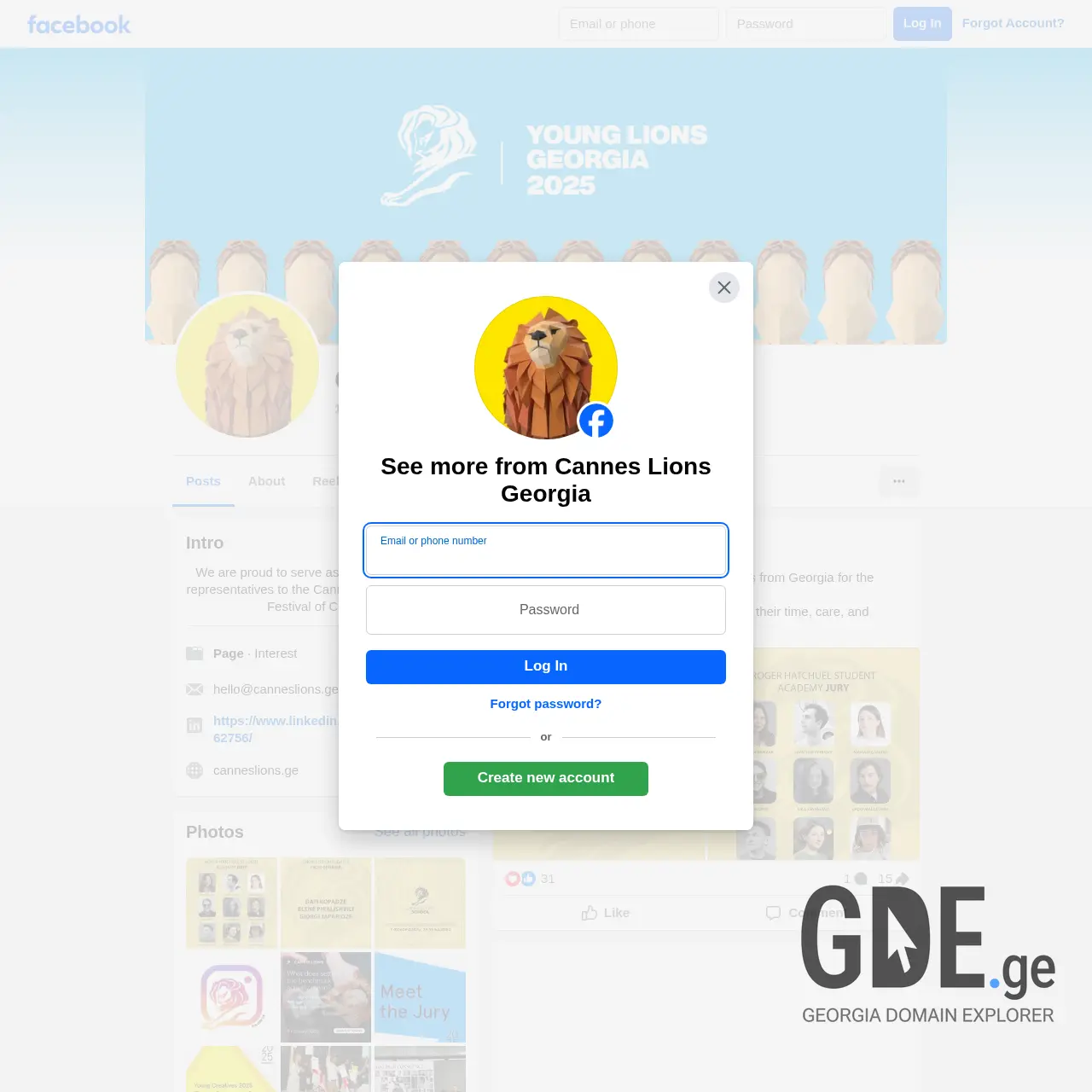 Screenshot of the site canneslions.ge at 2026-02-28