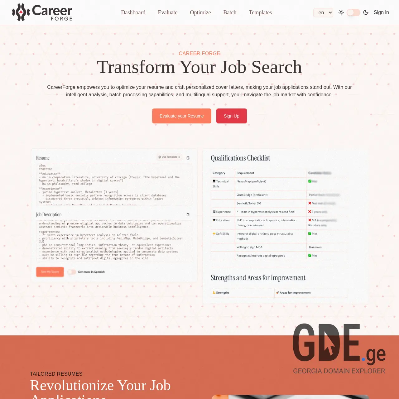Screenshot of the site careerfor.ge at 2025-12-07