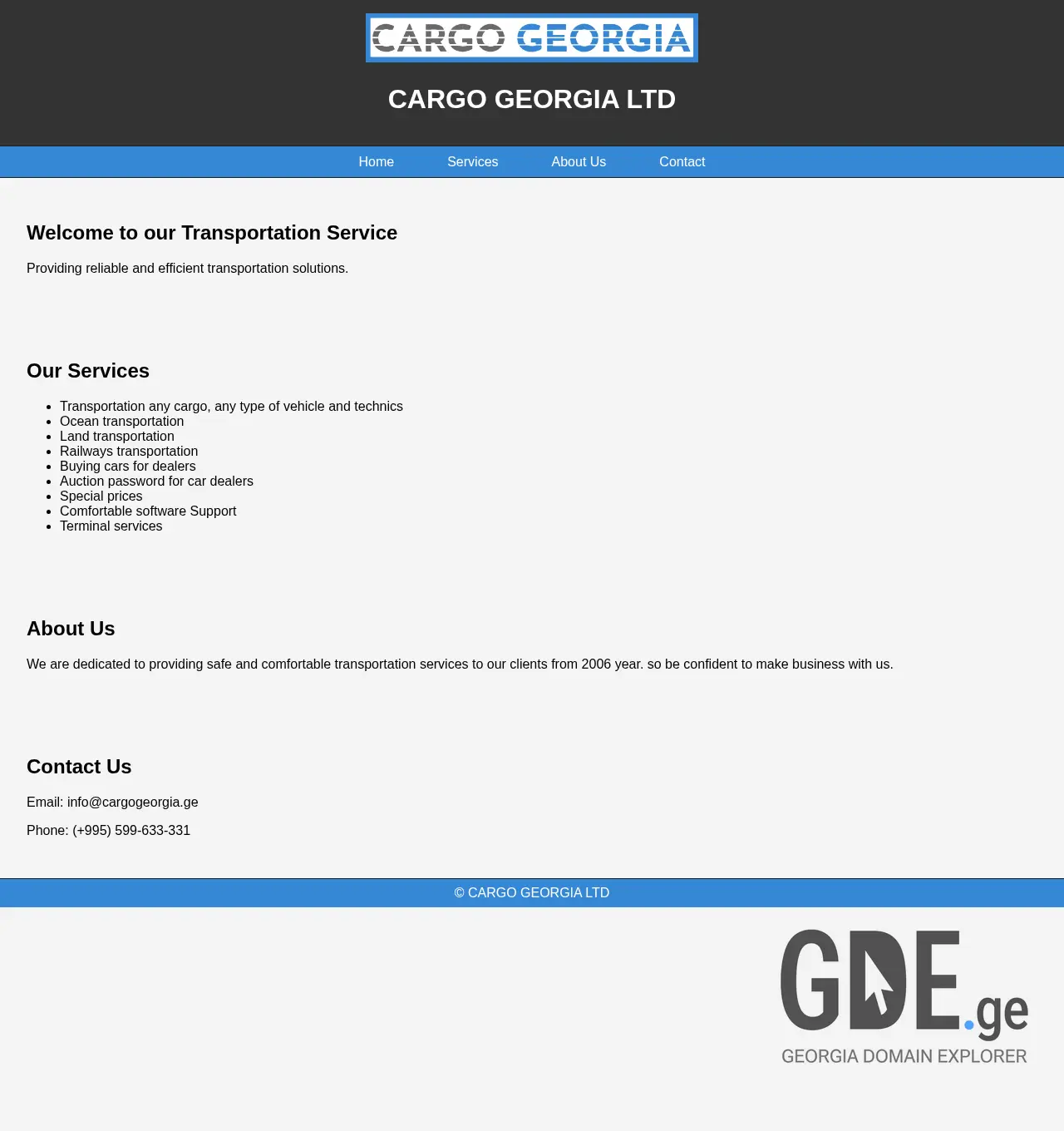 Screenshot of the site cargogeorgia.ge at 2025-11-30