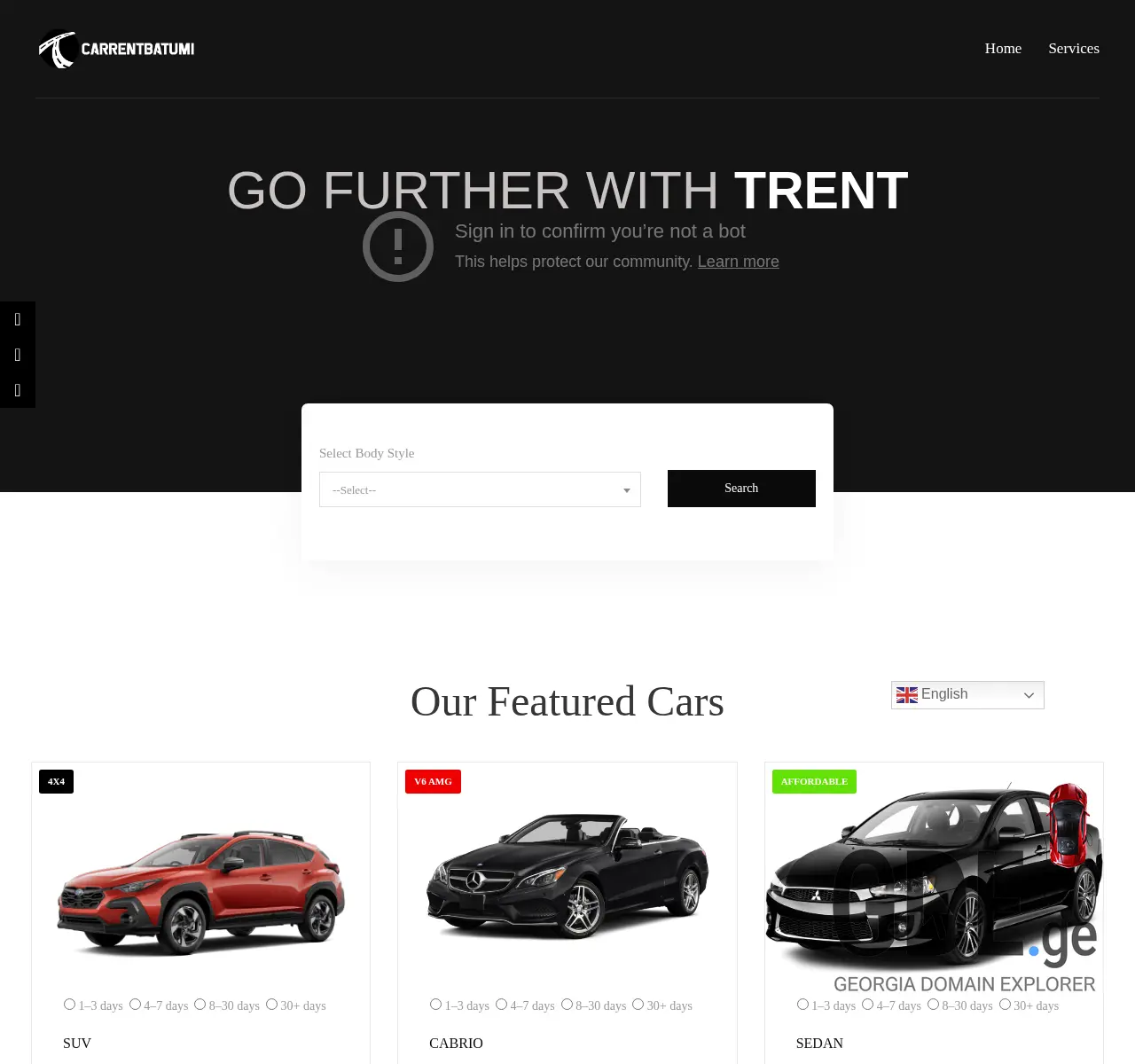 Screenshot of the site carrentbatumi.ge at 2025-11-26