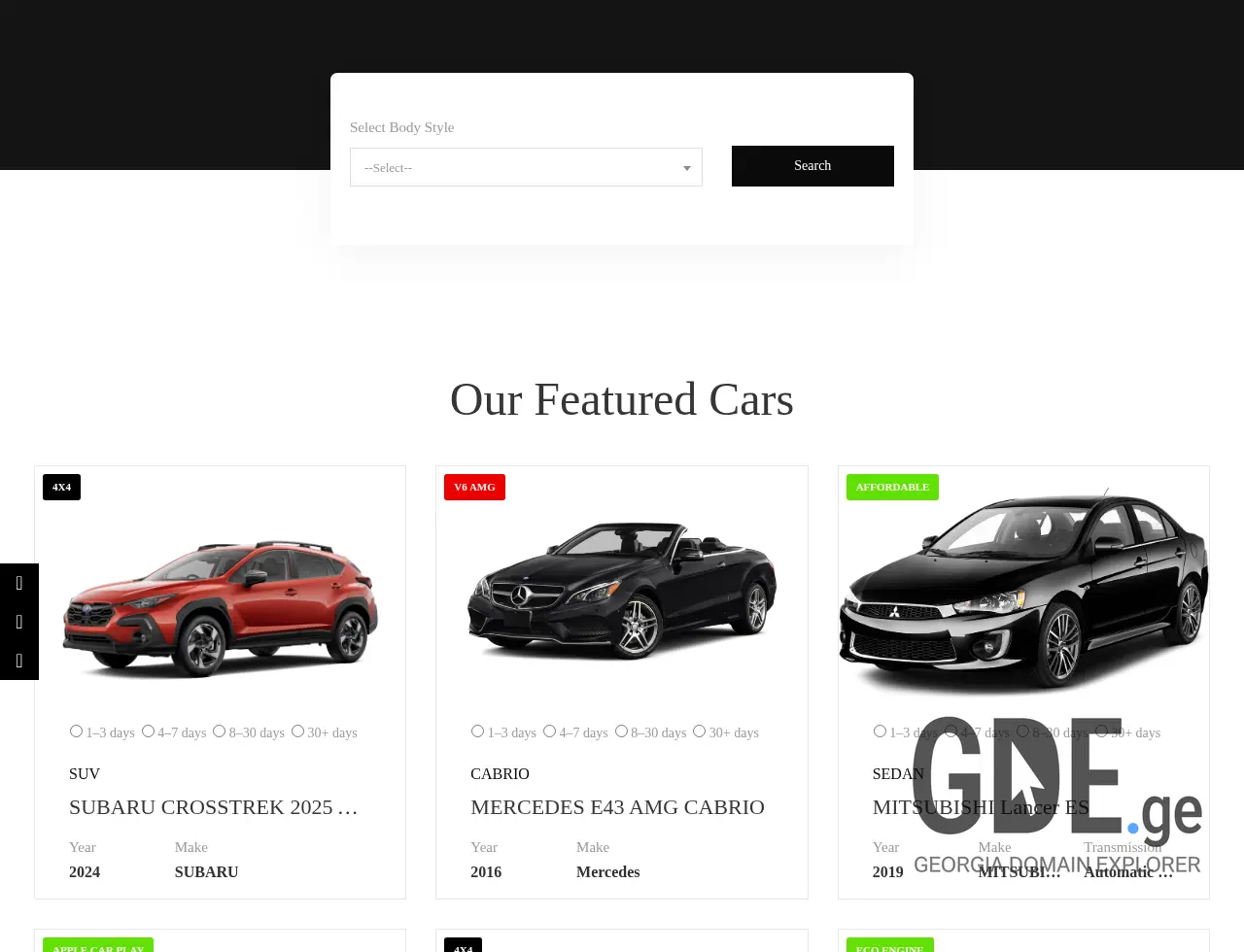 Screenshot of the site carrentbatumi.ge at 2025-12-20