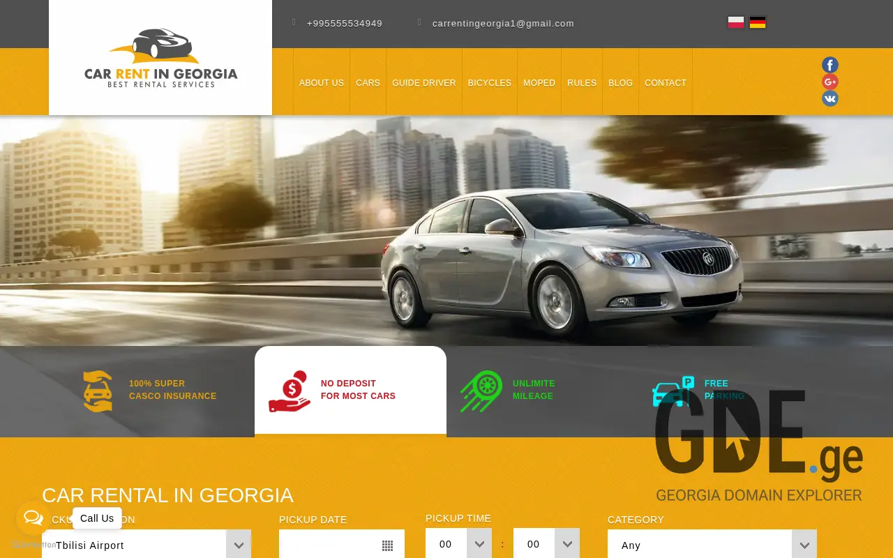 Screenshot of the site carrentingeorgia.ge at 2025-11-28