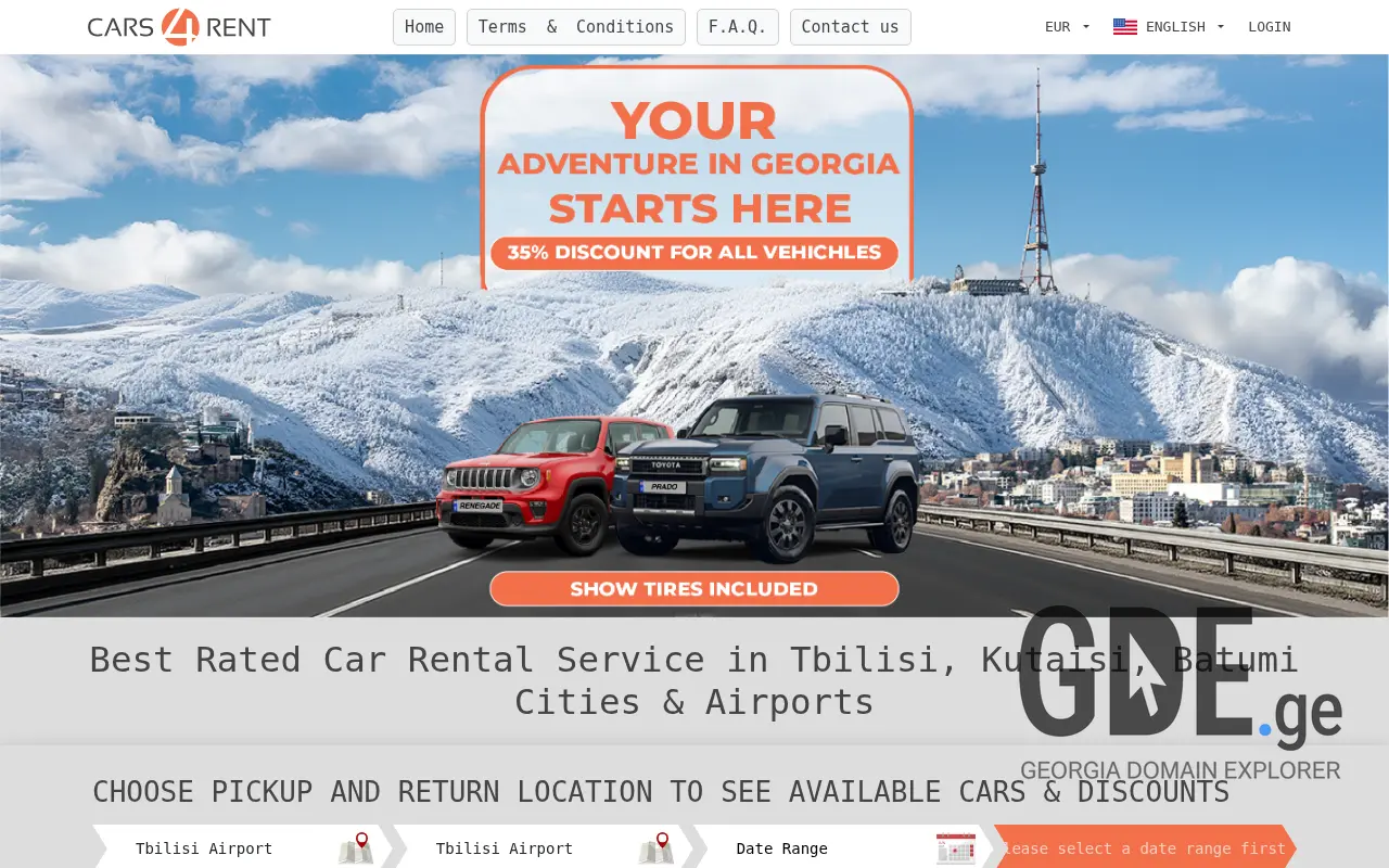 Screenshot of the site cars4rent.ge at 2025-11-28