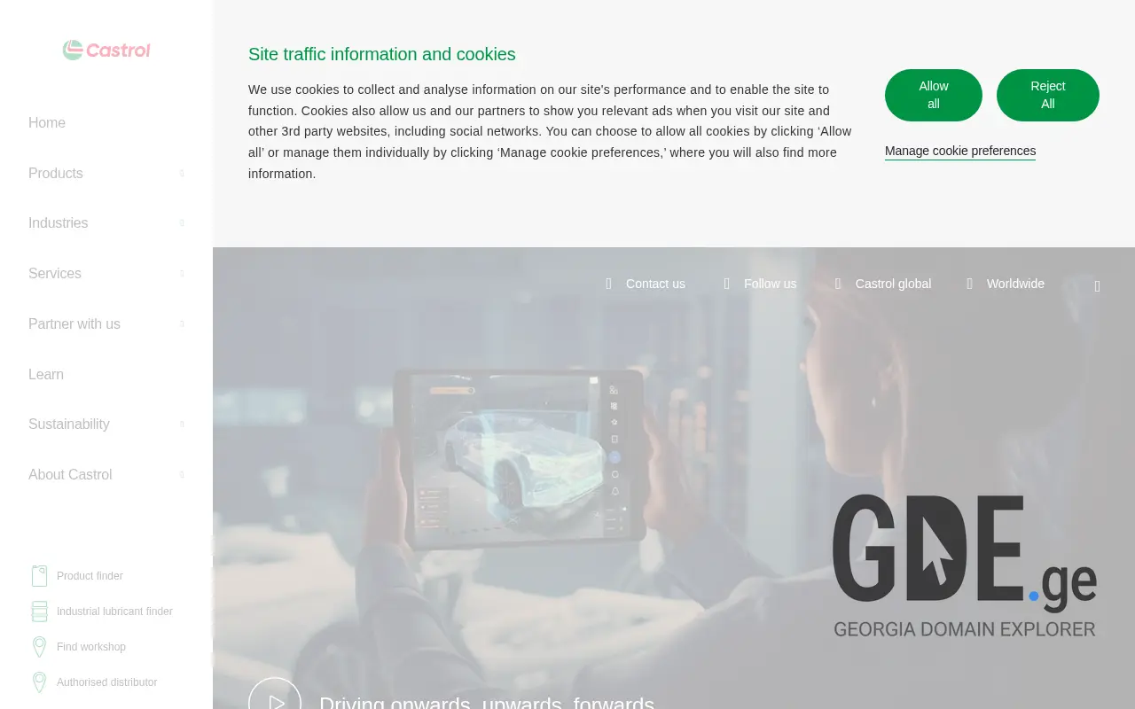 Screenshot of the site castrol.ge at 2025-11-28