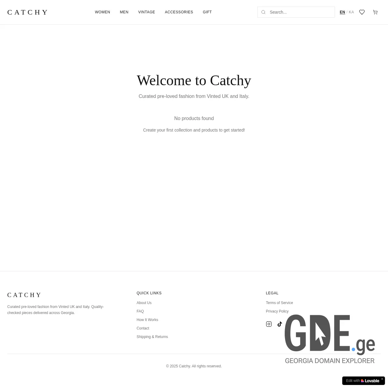 Screenshot of the site catchy.ge at 2025-12-15