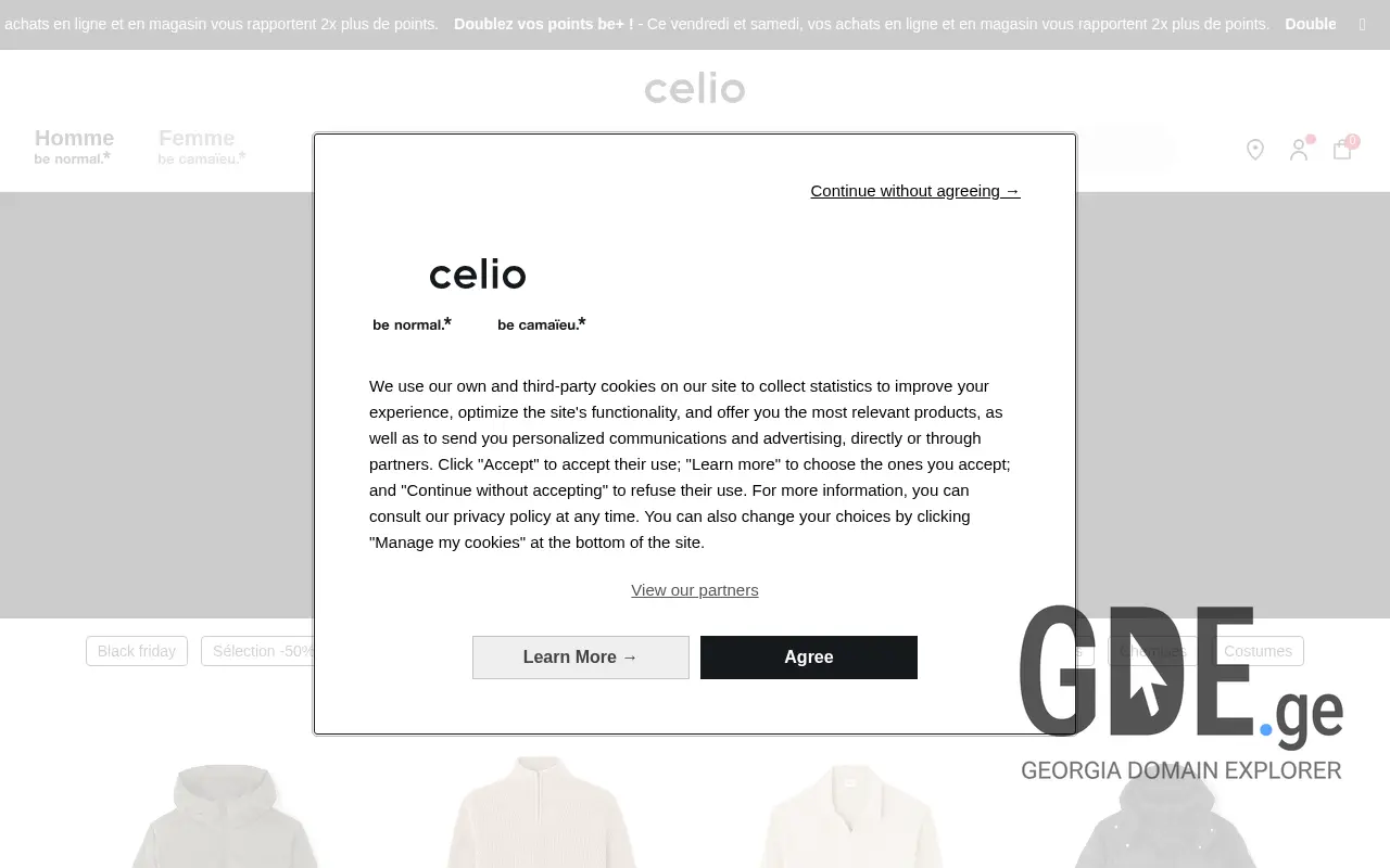 Screenshot of the site celio.ge at 2025-11-28