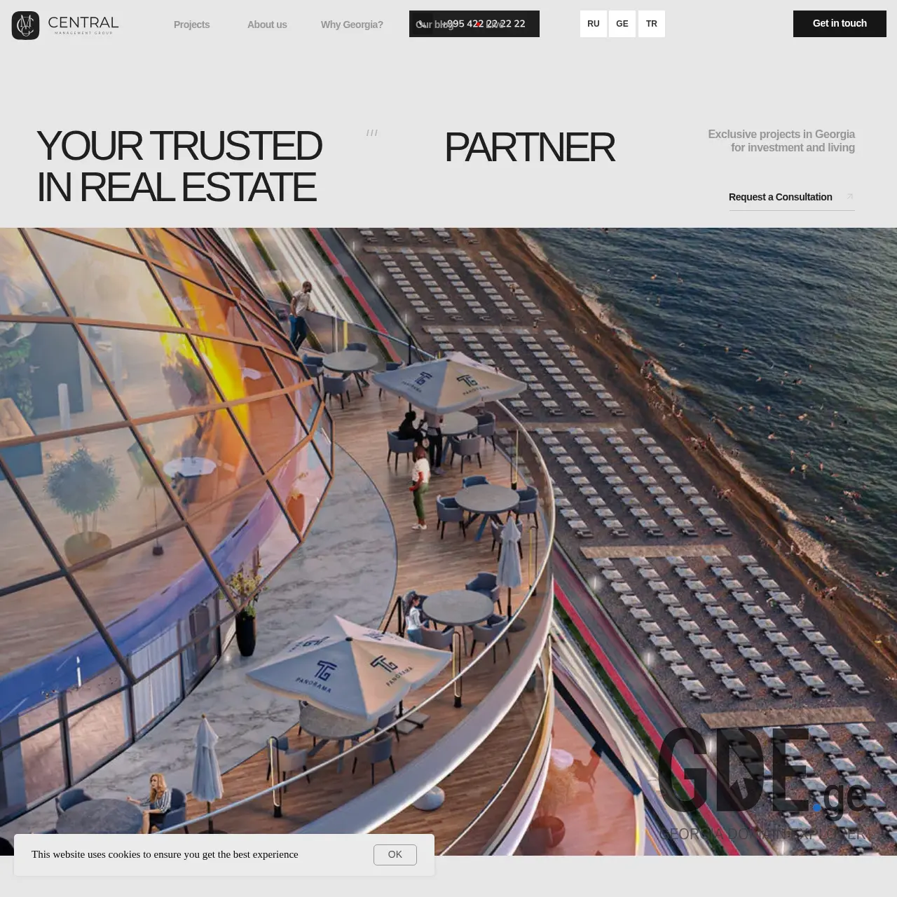 Screenshot of the site centralmg.ge at 2025-12-07