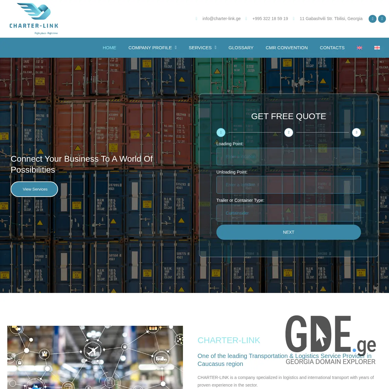 Screenshot of the site charter-link.ge at 2025-12-07