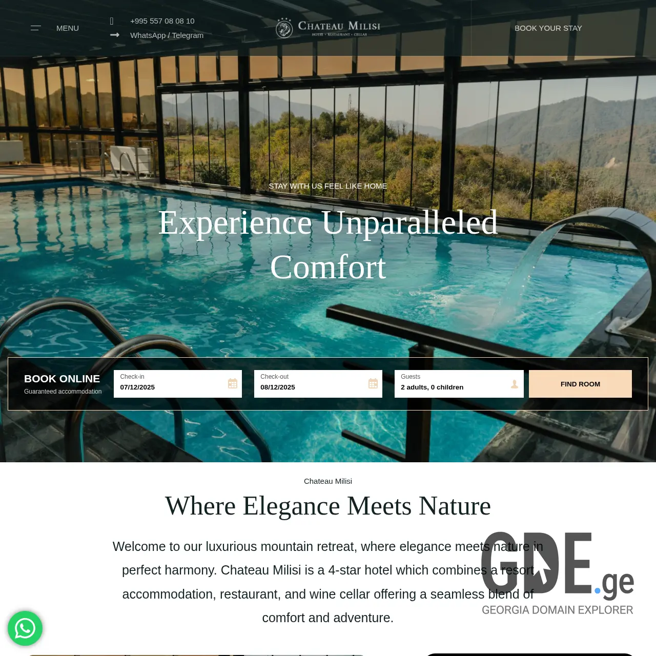 Screenshot of the site chateaumilisi.ge at 2025-12-07