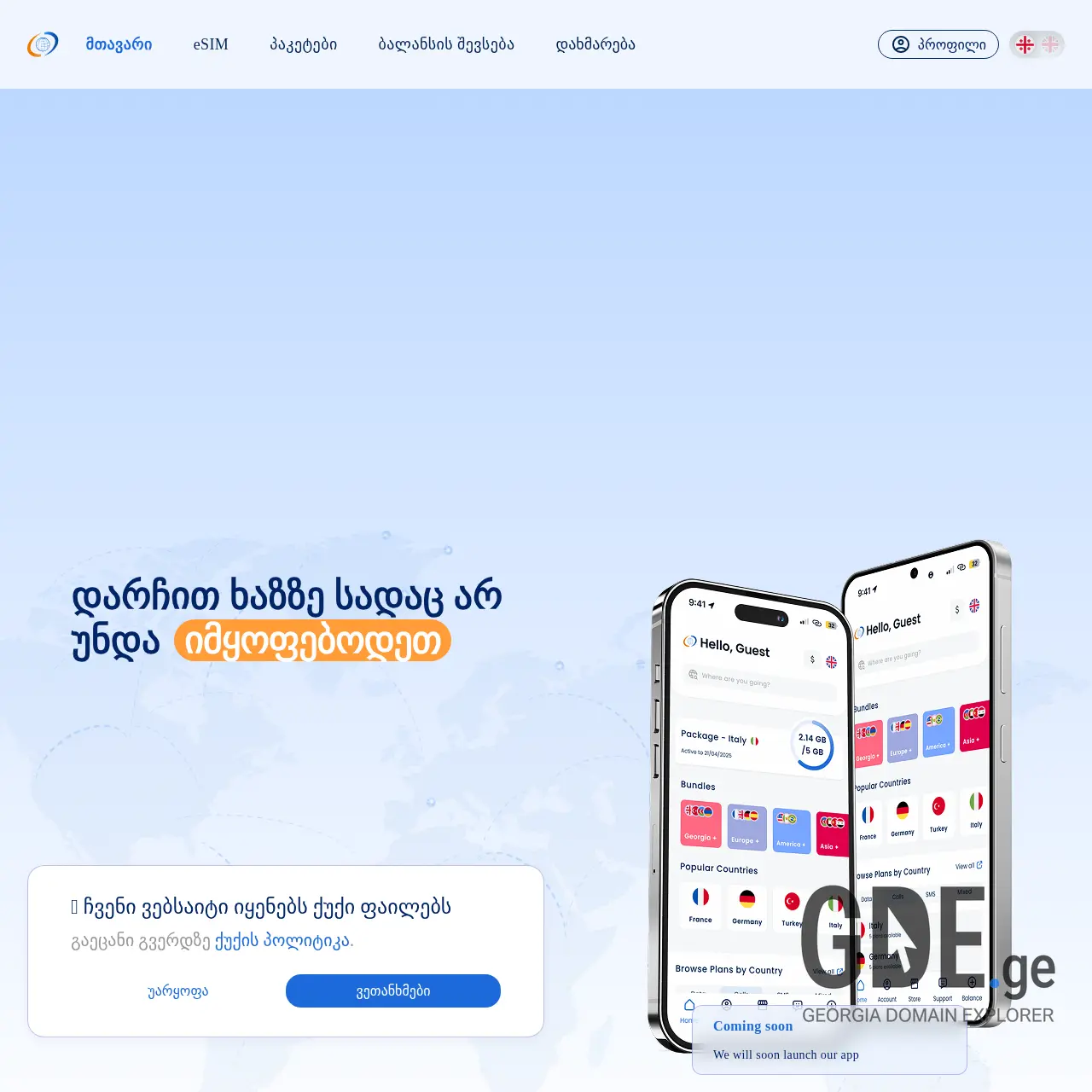Screenshot of the site chatsim.ge at 2025-12-07