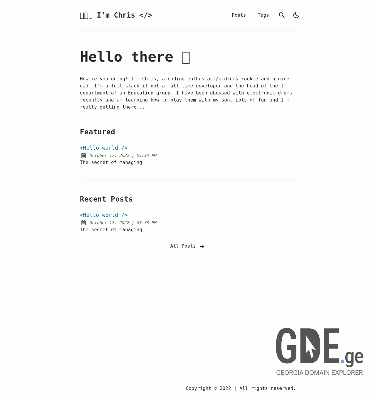 Screenshot of the site chris.ge at 2025-11-30