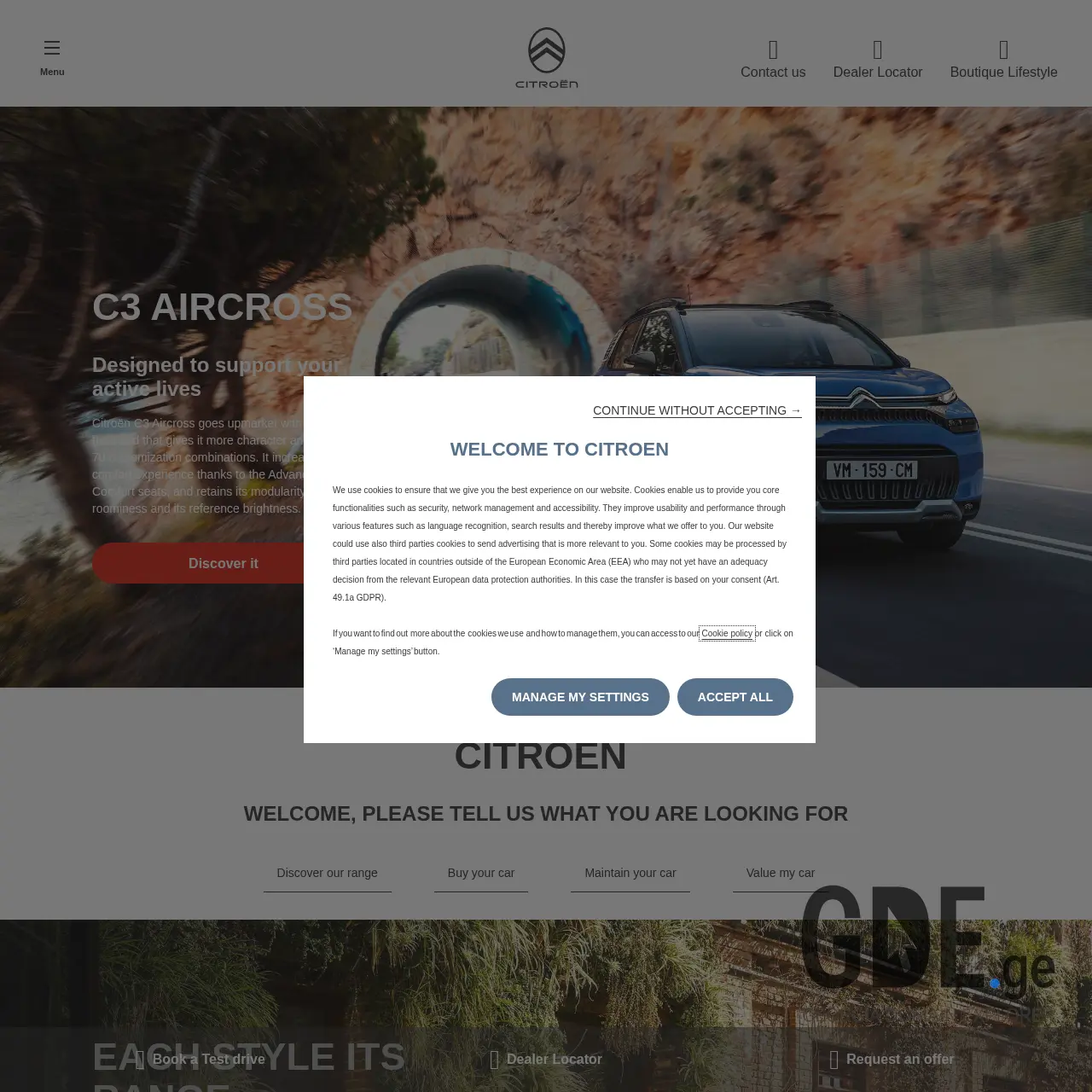 Screenshot of the site citroen.com.ge at 2025-12-19