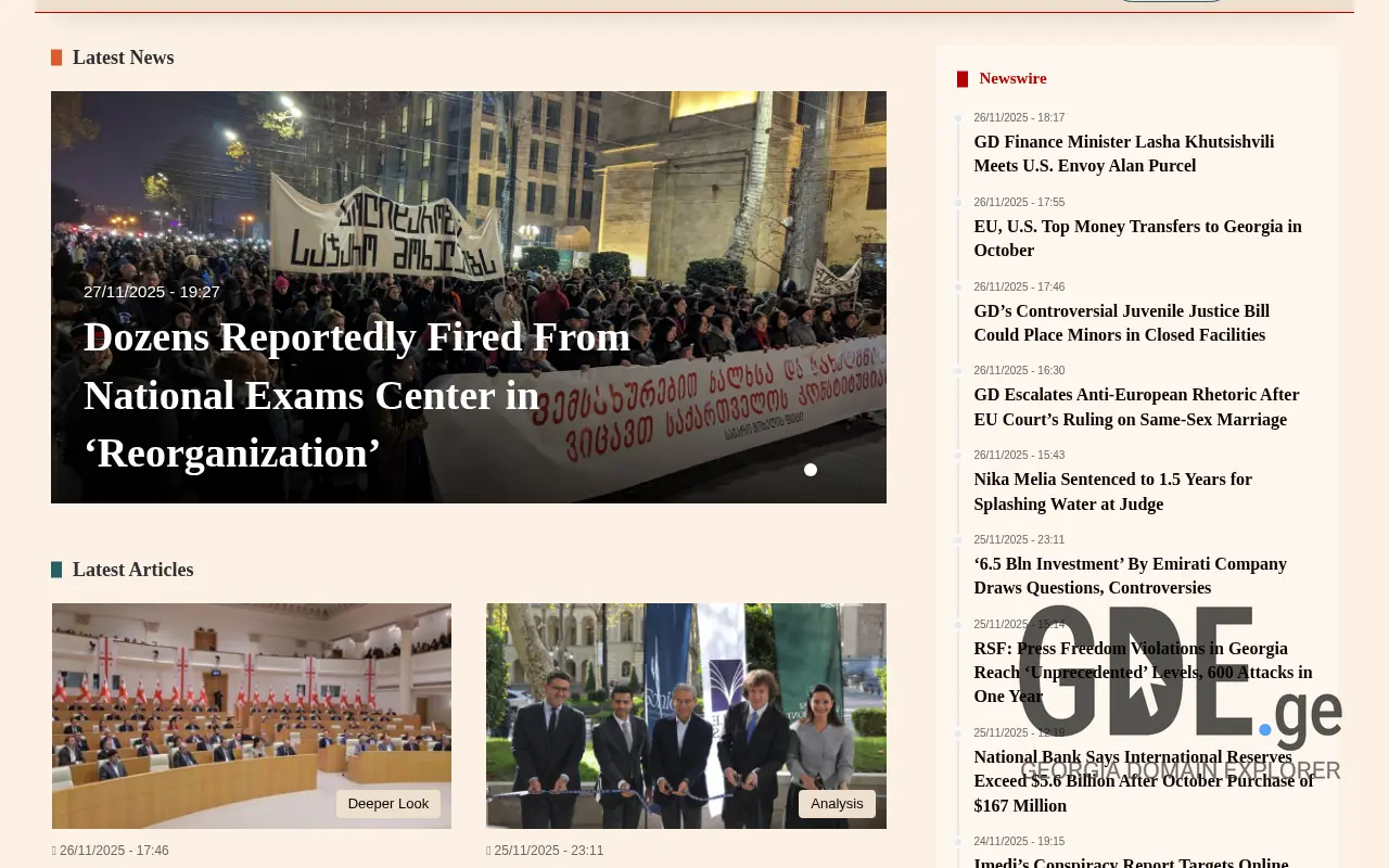 Screenshot of the site civil.ge at 2025-11-27