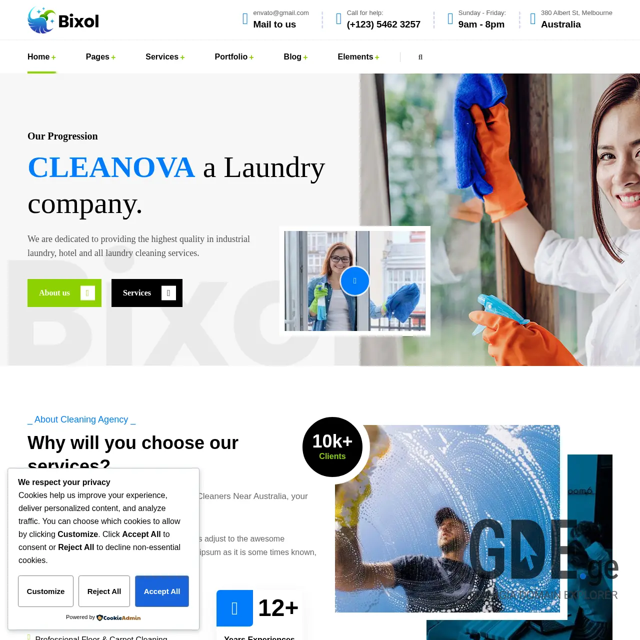 Screenshot of the site cleanova.ge at 2026-02-02