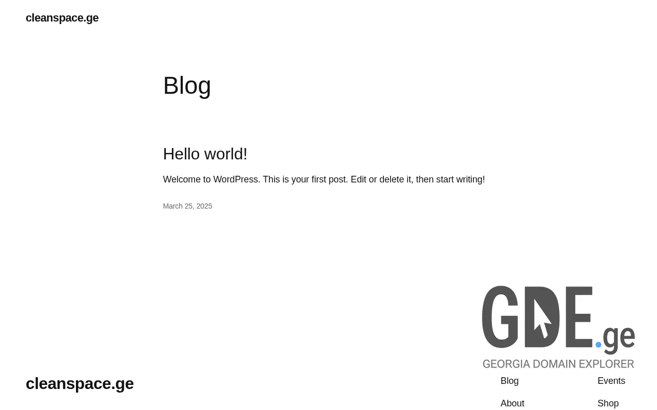 Screenshot of the site cleanspace.ge at 2025-11-28