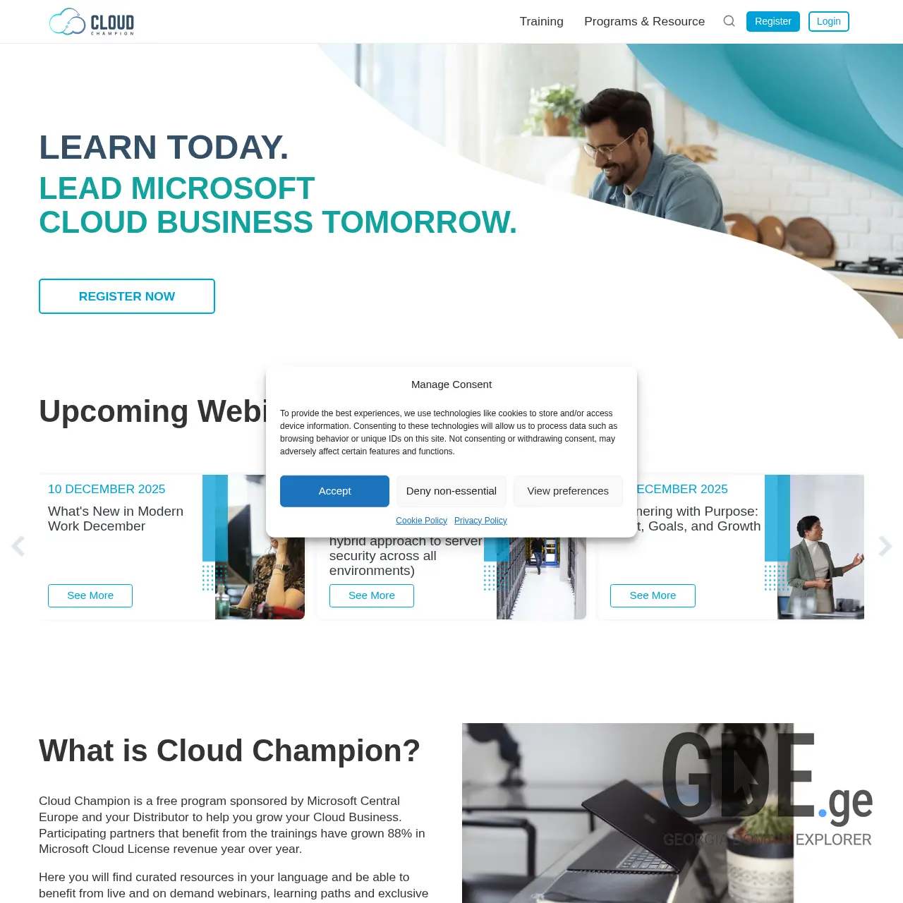 Screenshot of the site cloudchampion.ge at 2025-12-07