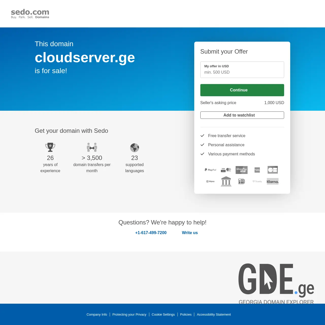 Screenshot of the site cloudserver.ge at 2025-12-07