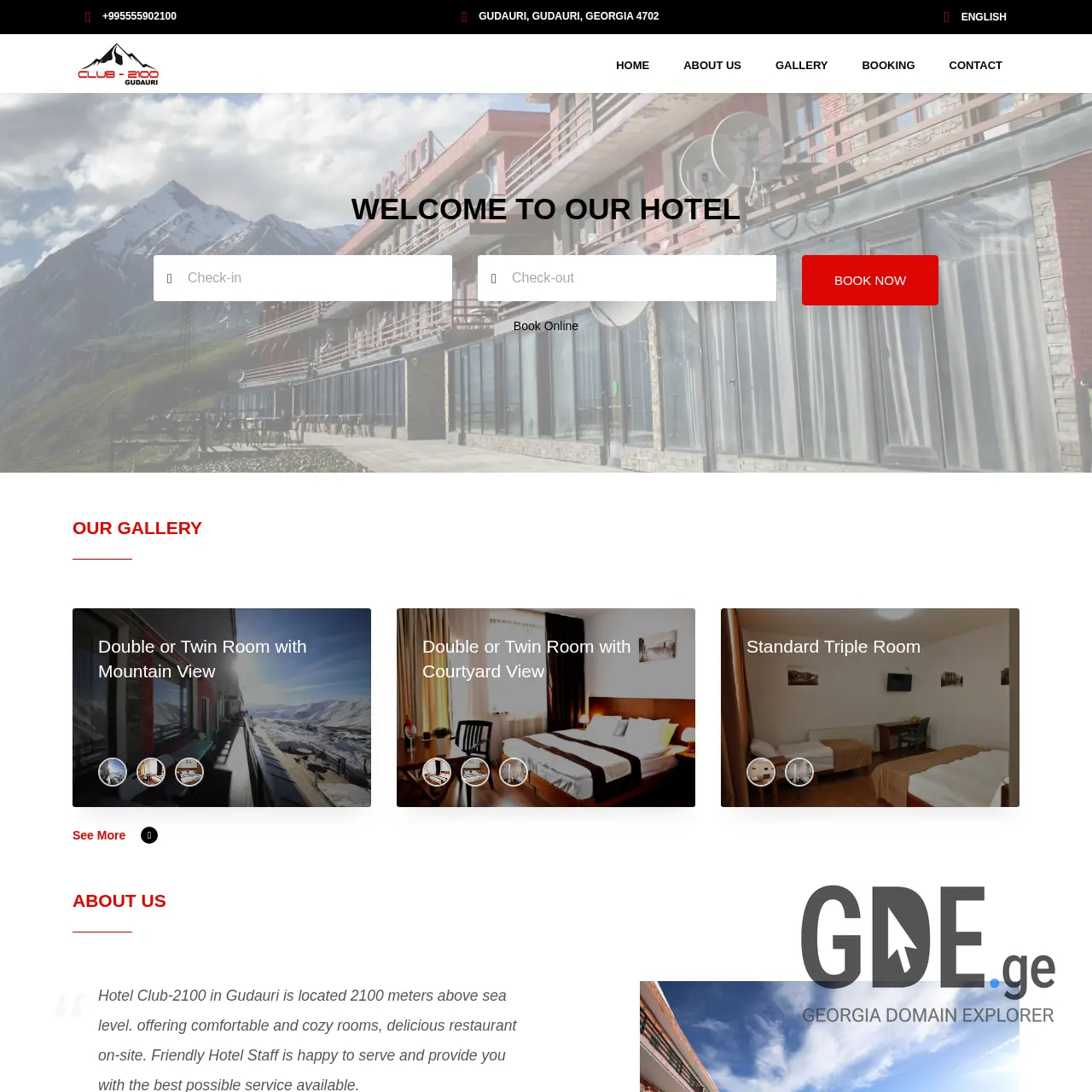 Screenshot of the site club-2100.ge at 2025-12-18