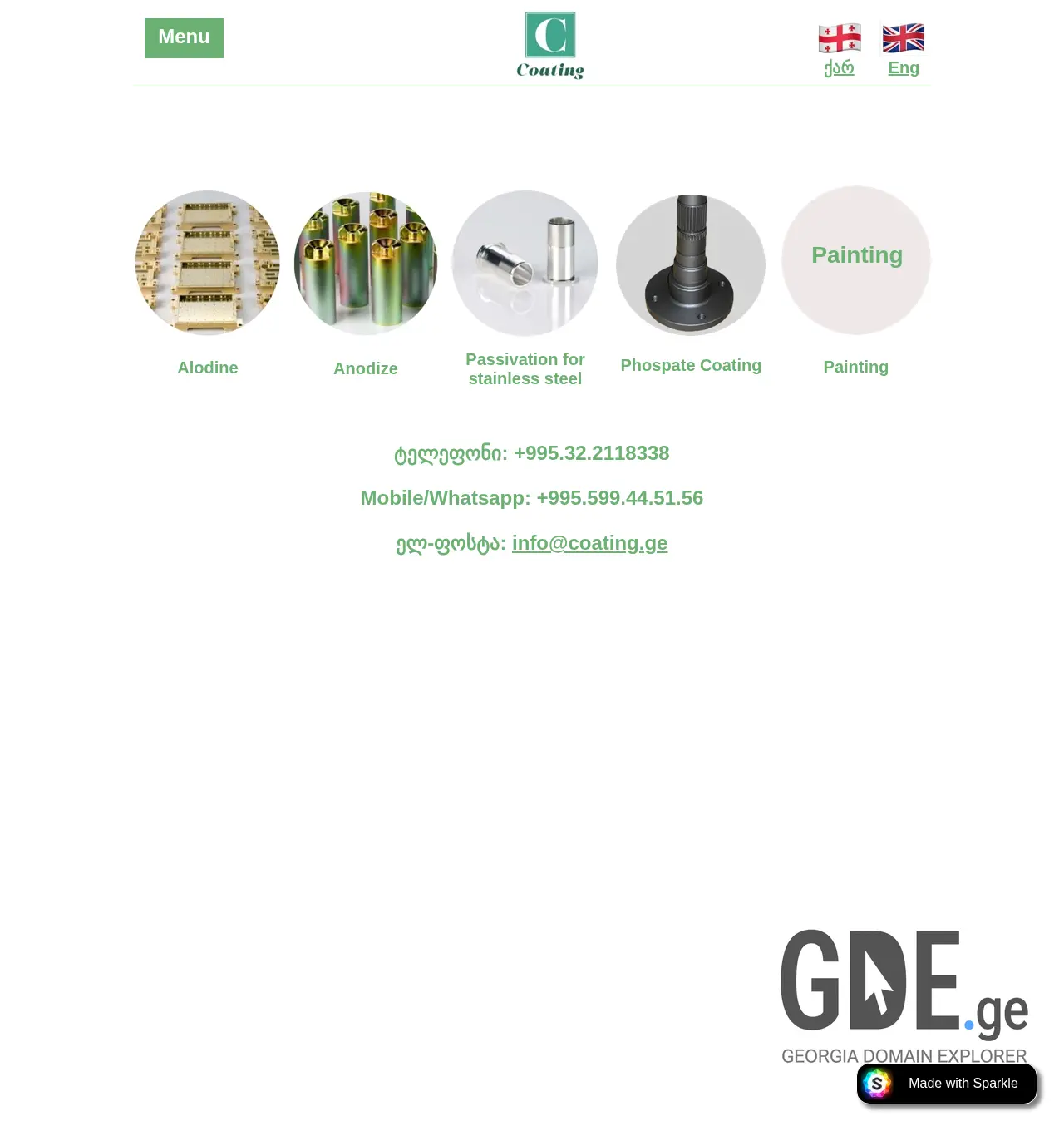 Screenshot of the site coating.ge at 2025-11-30