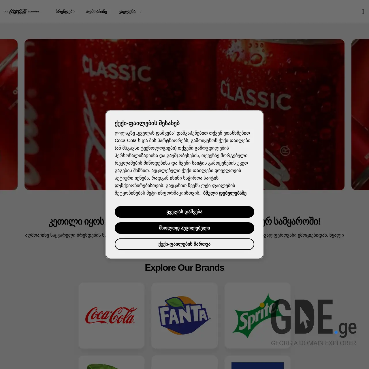 Screenshot of the site coca-cola.ge at 2025-12-19
