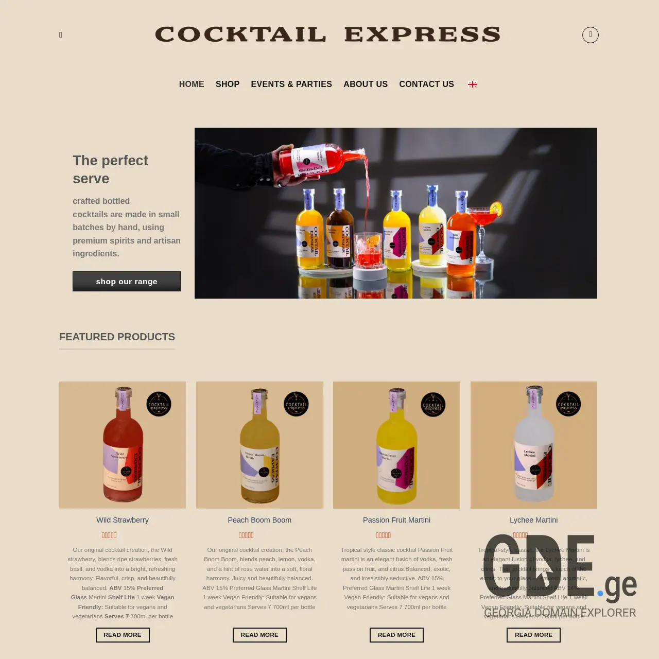 Screenshot of the site cocktailexpress.ge at 2025-12-07