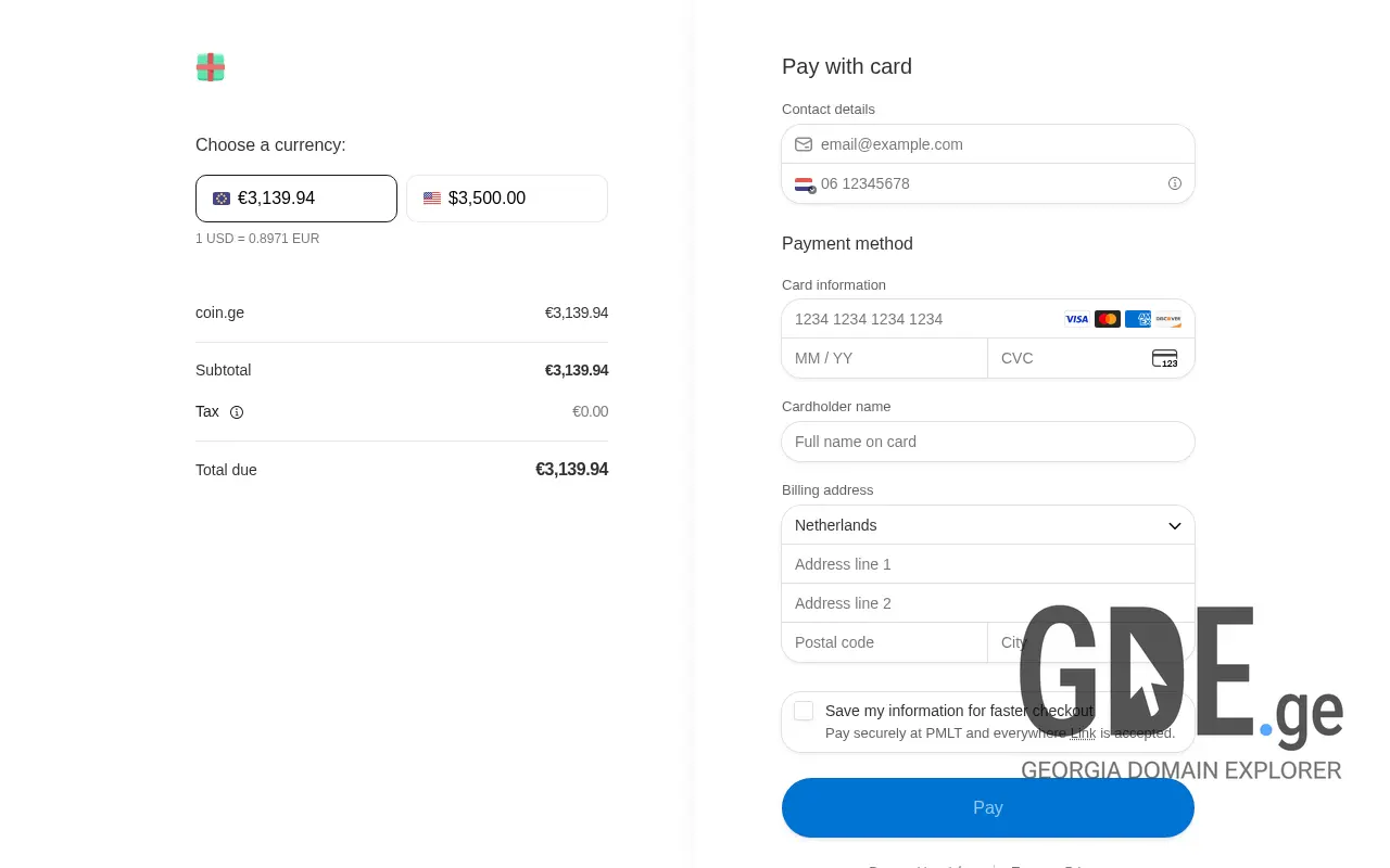 Screenshot of the site coins.ge at 2025-11-27
