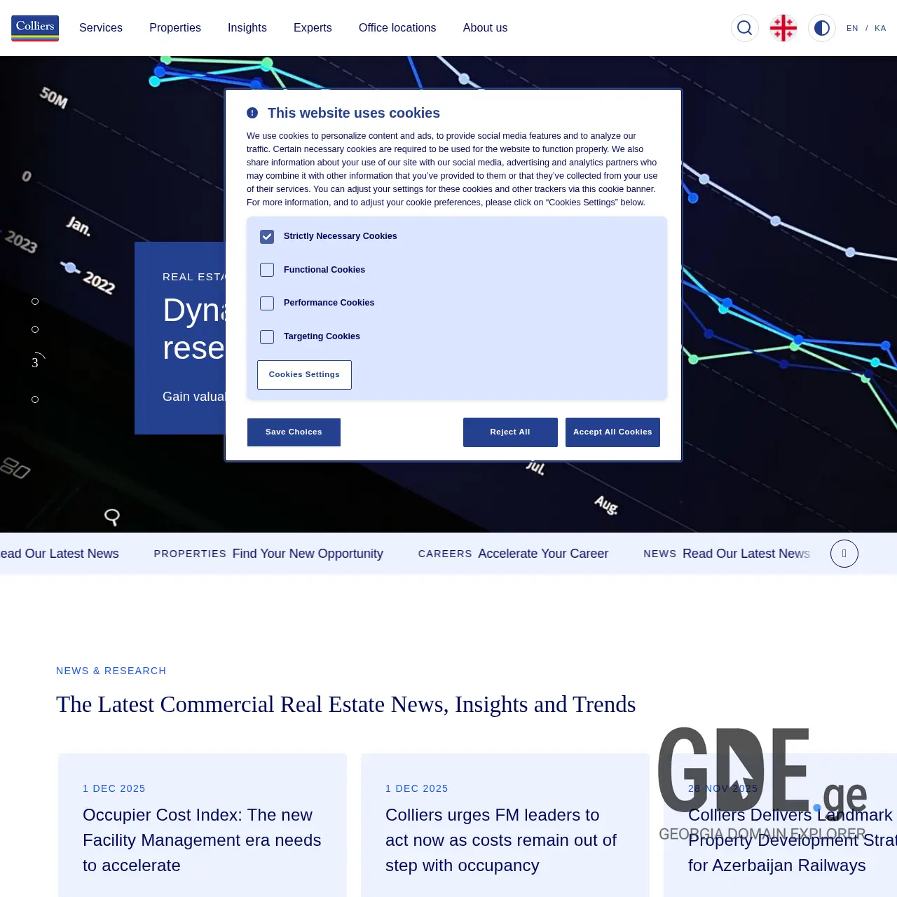 Screenshot of the site colliers.ge at 2025-12-18