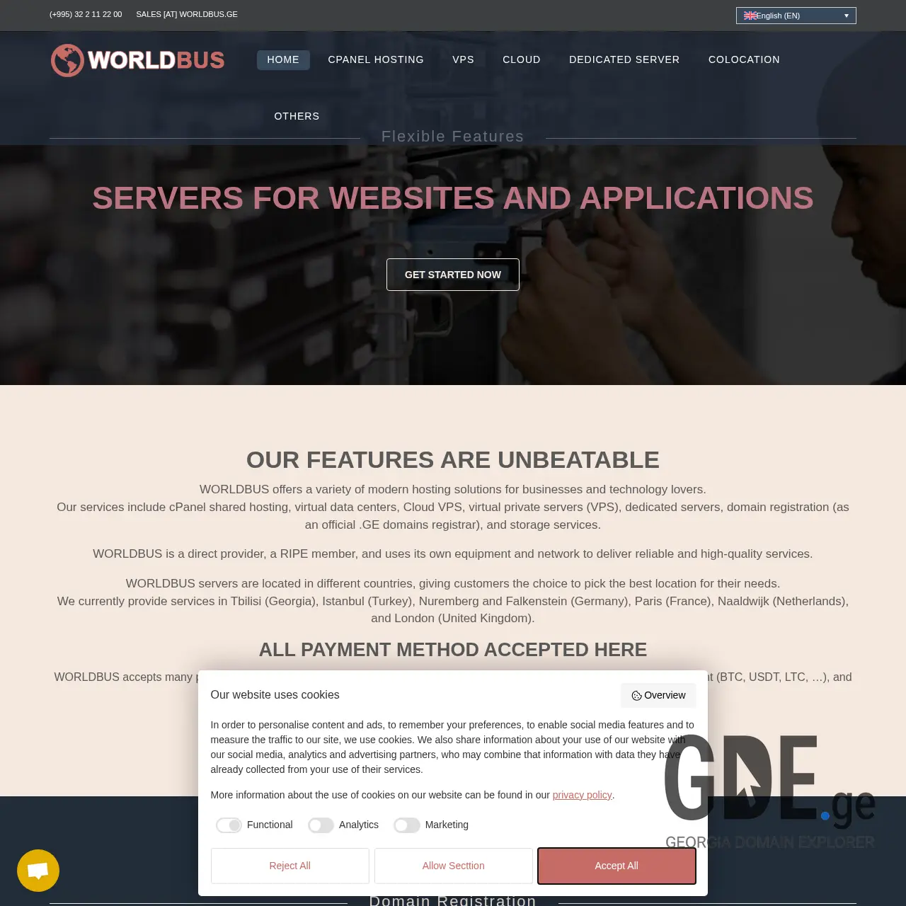 Screenshot of the site colocation.ge at 2025-12-07
