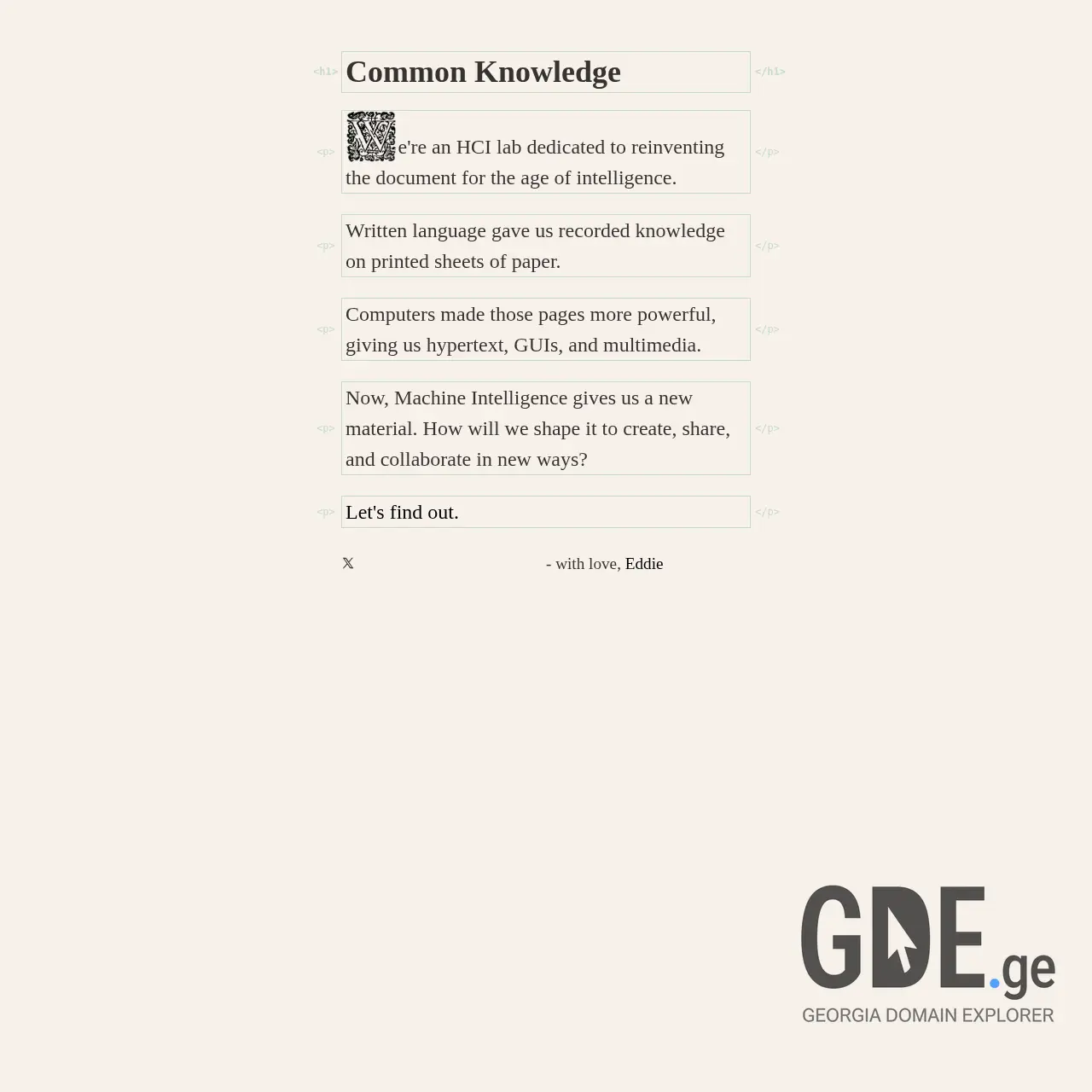 Screenshot of the site commonknowled.ge at 2025-12-07