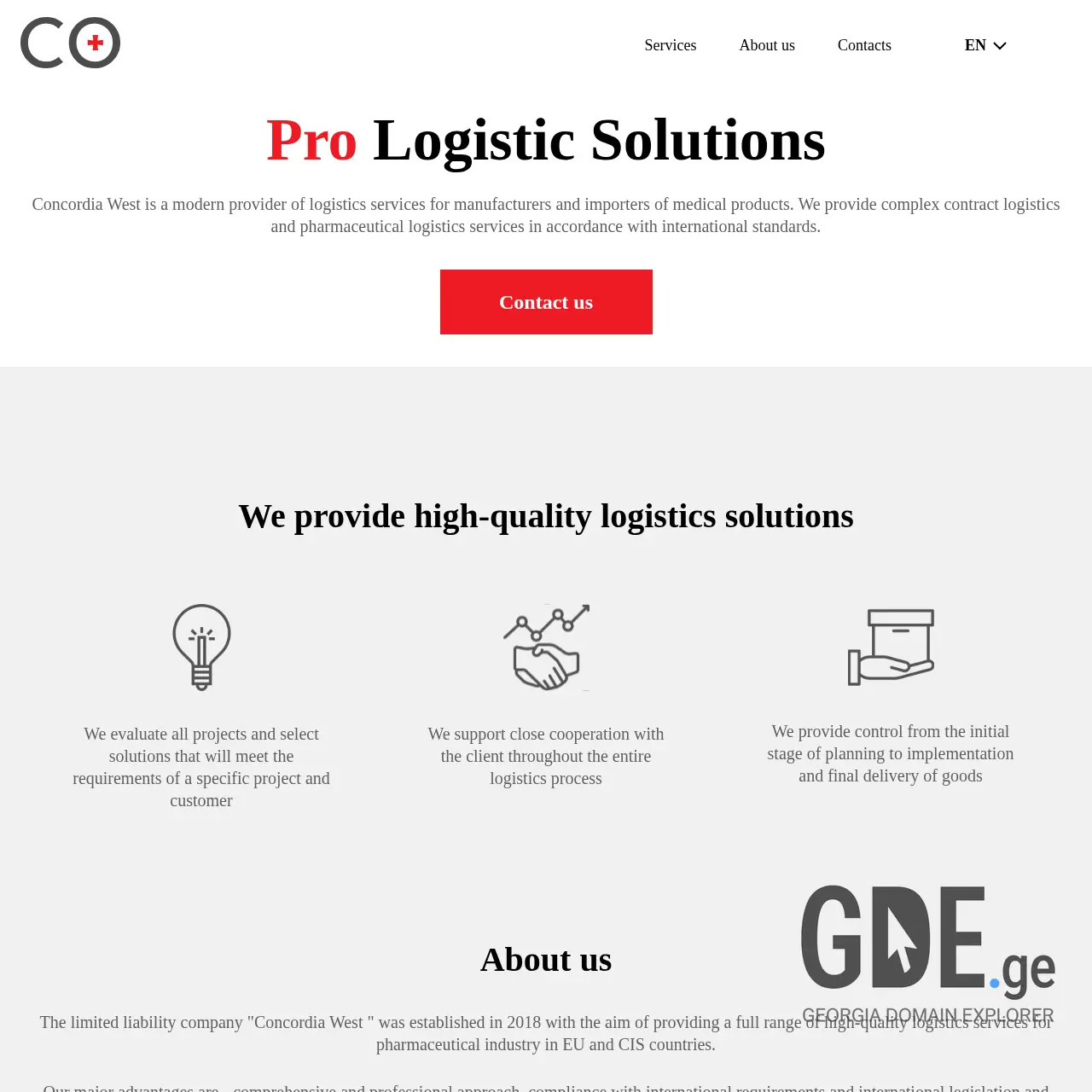 Screenshot of the site concordiawest.ge at 2025-12-07