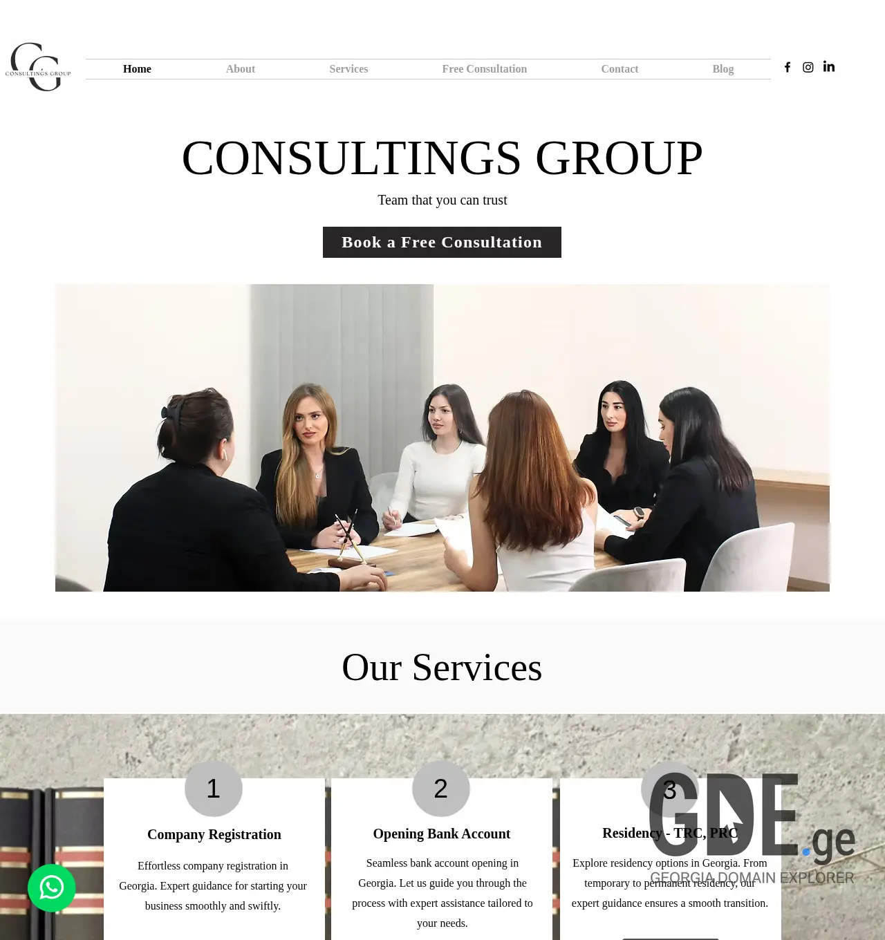 Screenshot of the site consultings.ge at 2025-11-30