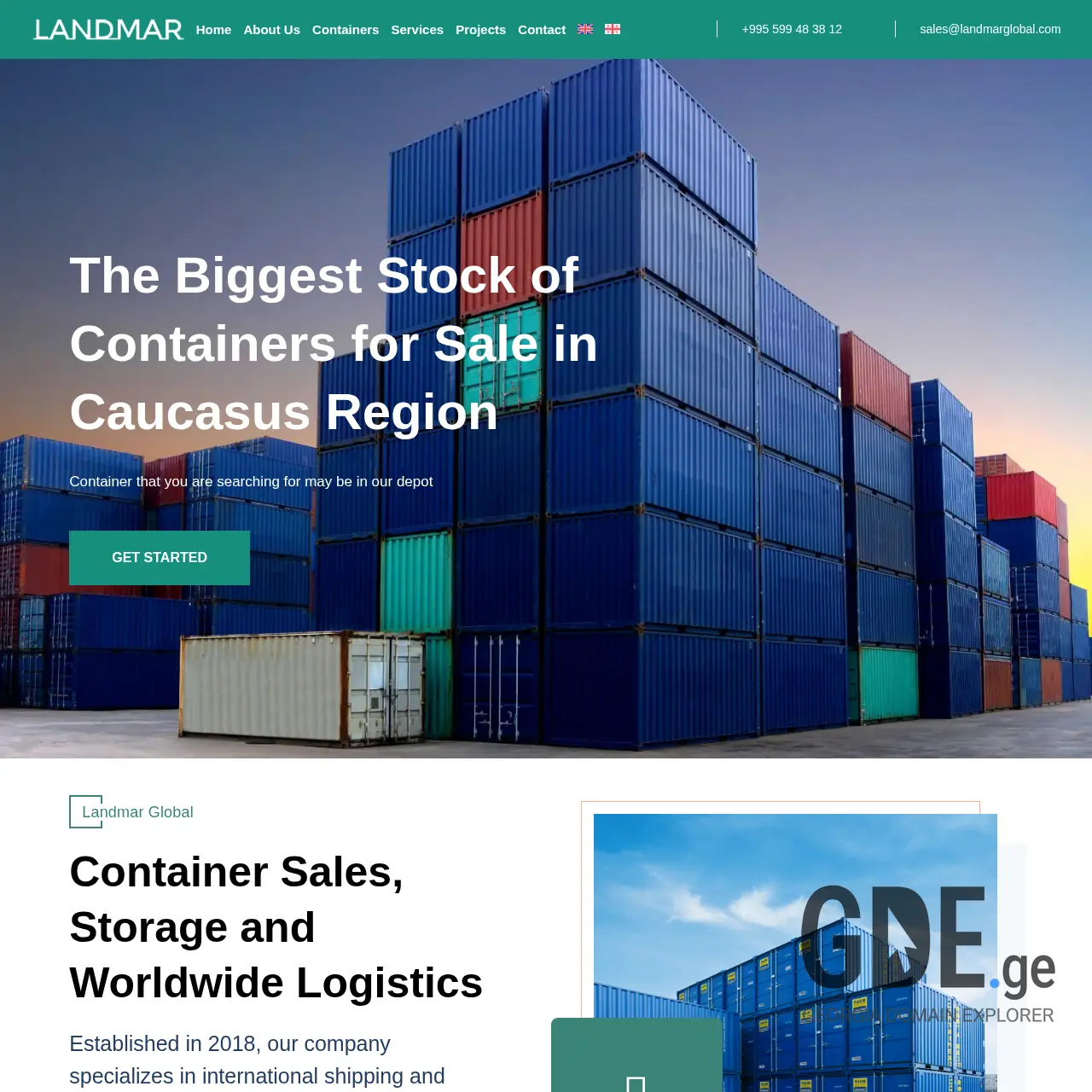 Screenshot of the site containers.ge at 2025-12-07