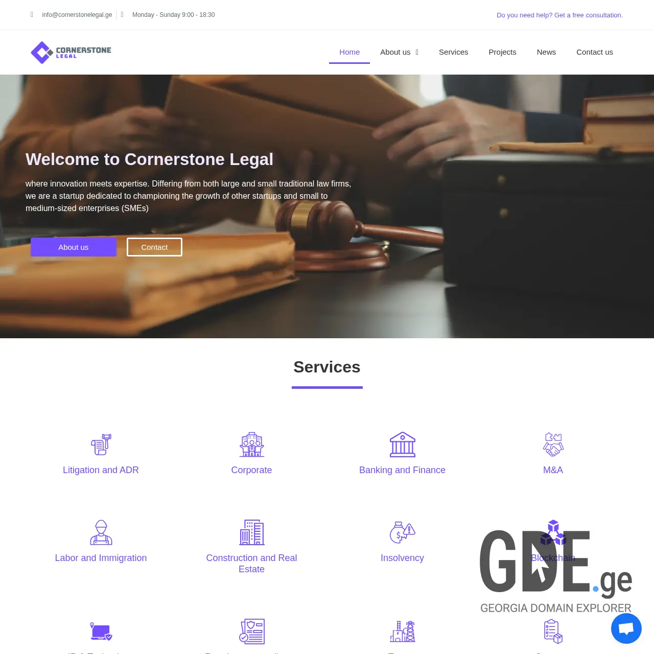 Screenshot of the site cornerstonelegal.ge at 2025-12-07