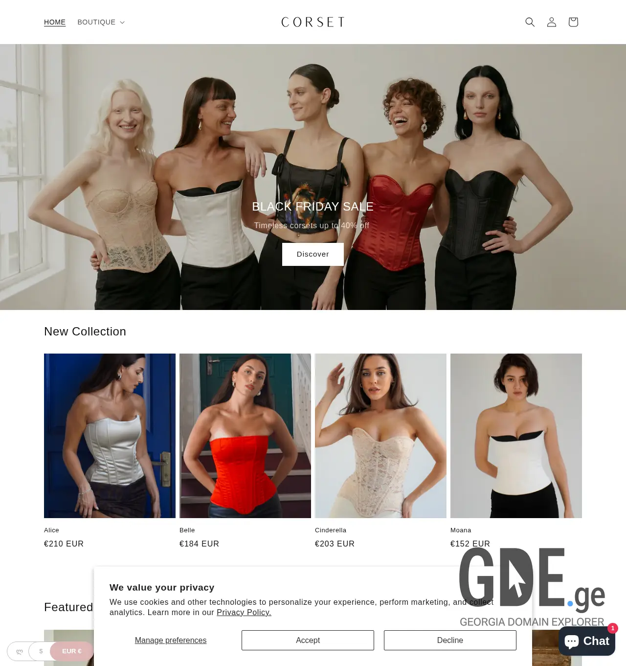 Screenshot of the site corset.ge at 2025-11-30