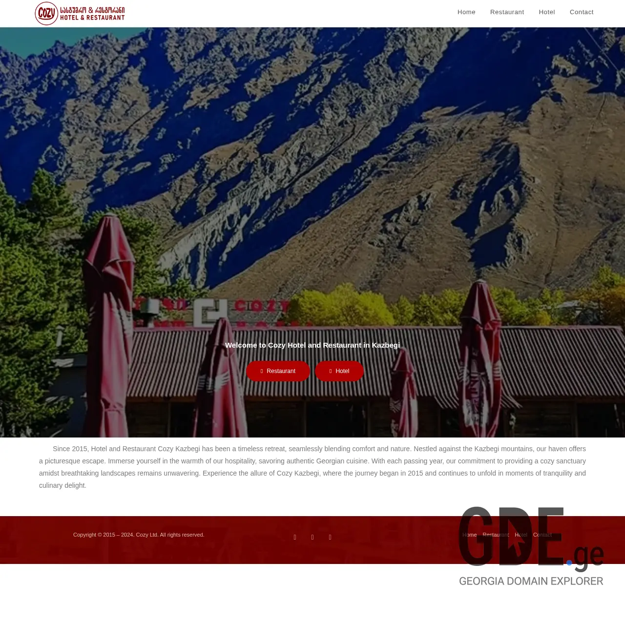 Screenshot of the site cozy.ge at 2025-12-19