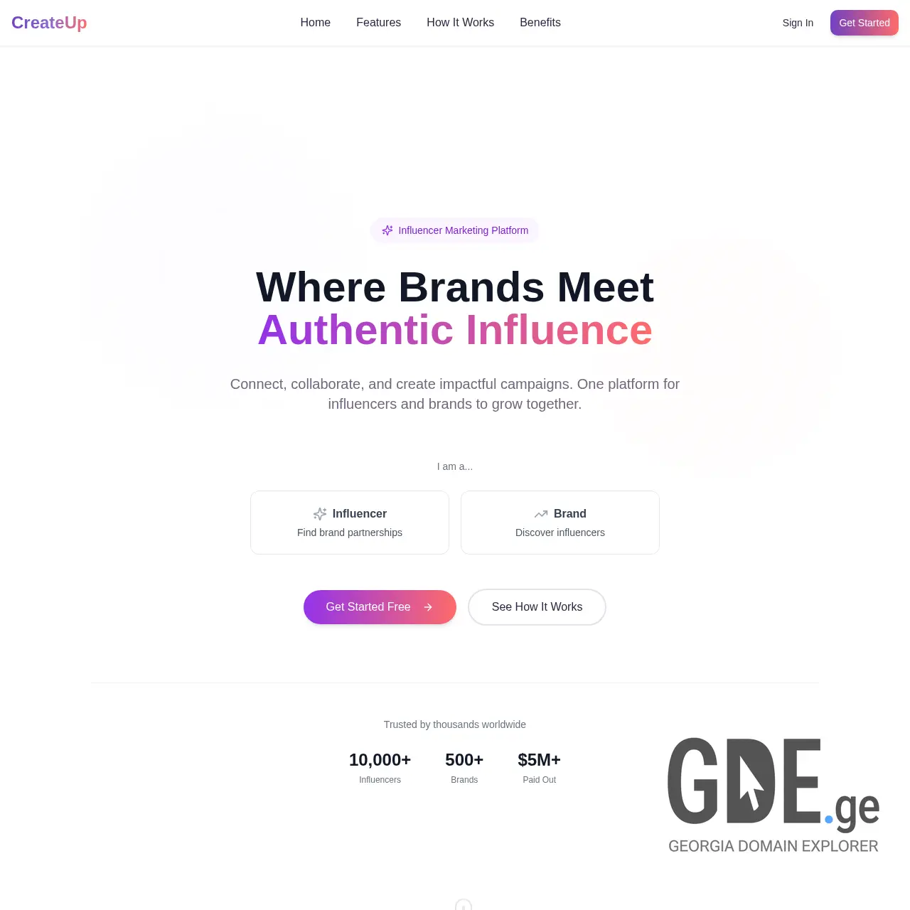 Screenshot of the site createup.ge at 2025-12-15