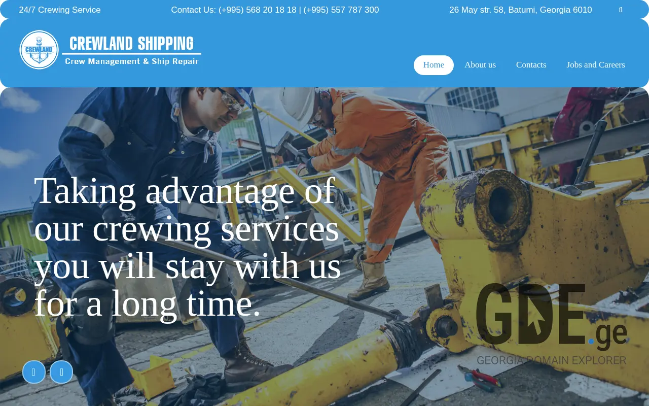 Screenshot of the site crewland.ge at 2025-11-27