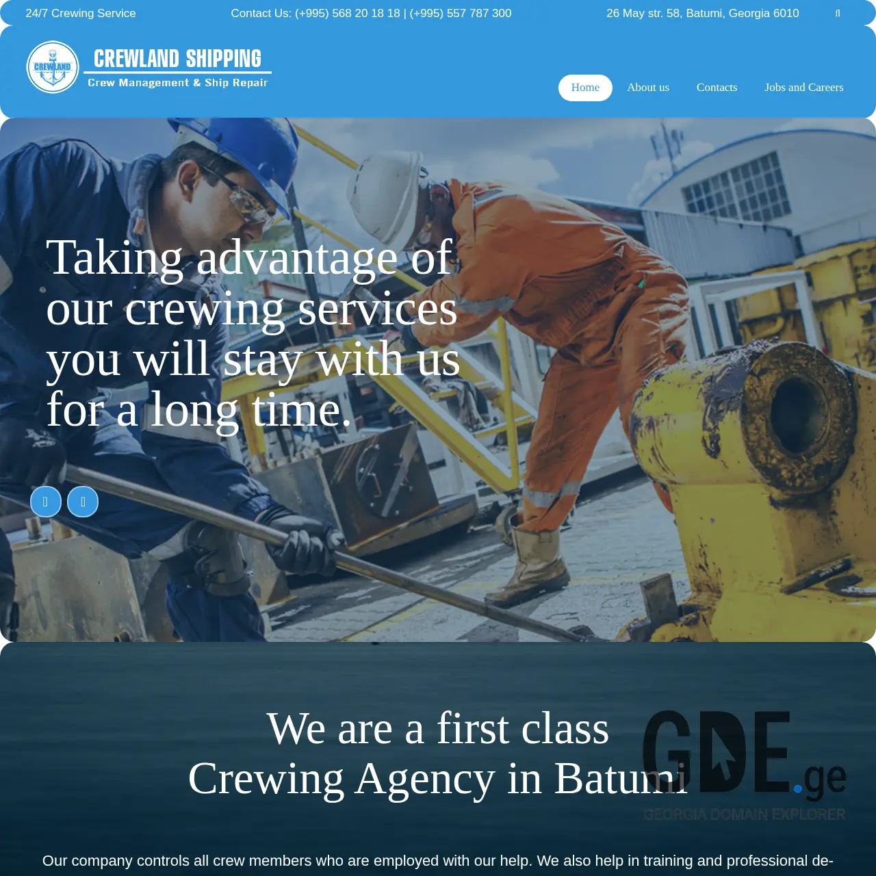 Screenshot of the site crewland.ge at 2025-12-18