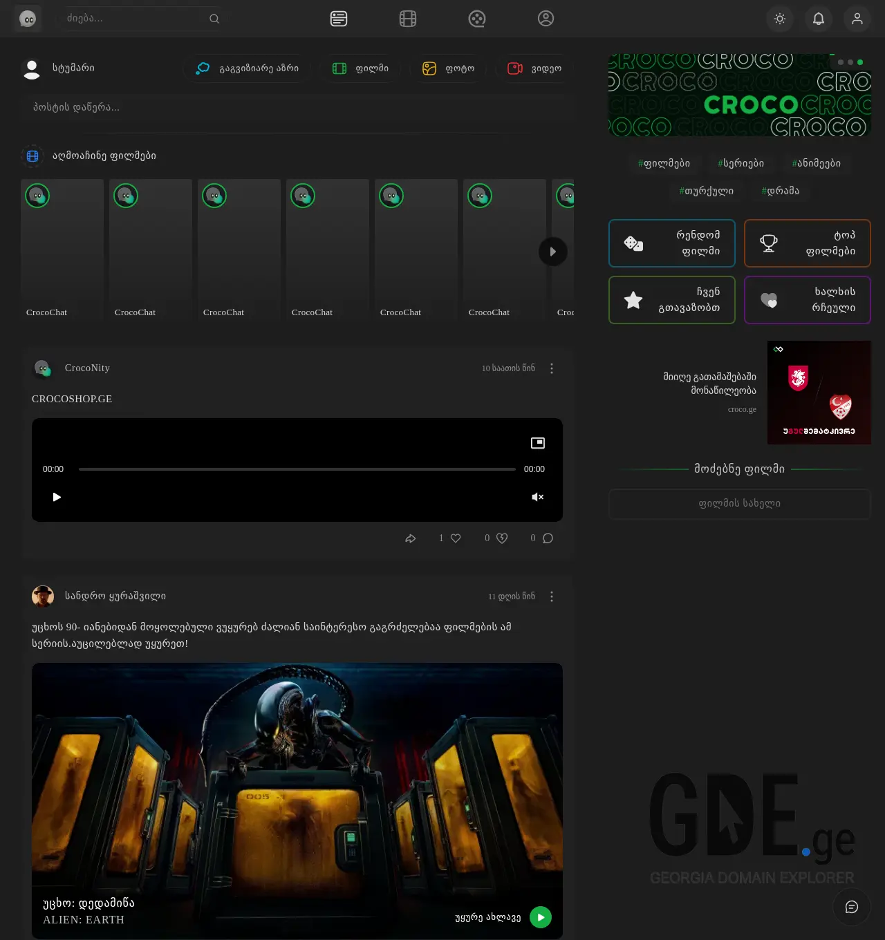 Screenshot of the site crocochat.ge at 2025-12-03