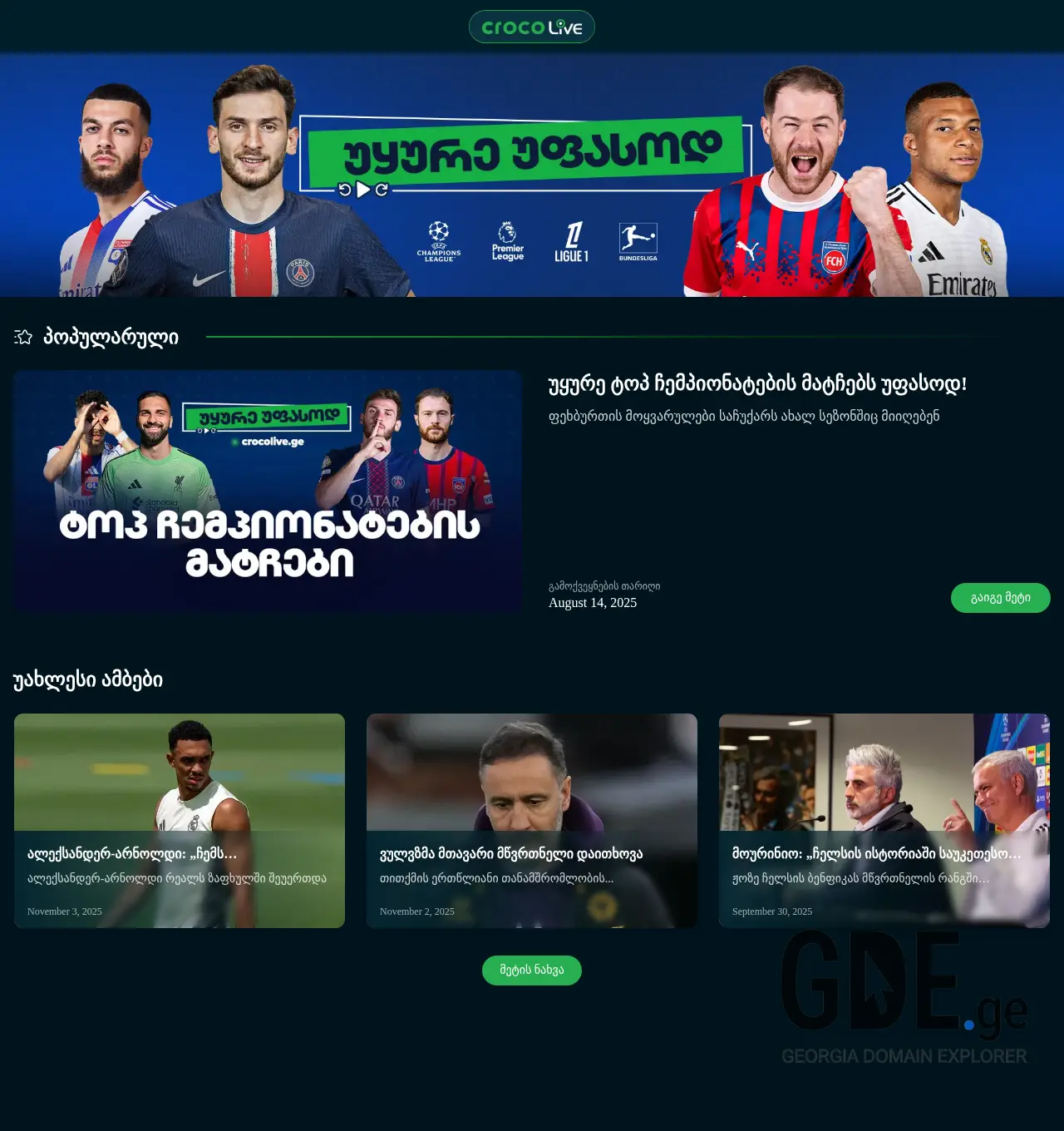 Screenshot of the site crocovideo.ge at 2025-11-30