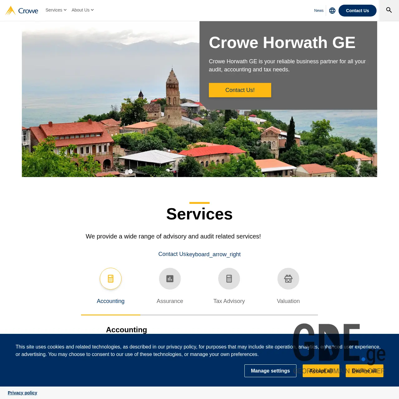 Screenshot of the site crowe.ge at 2025-12-20