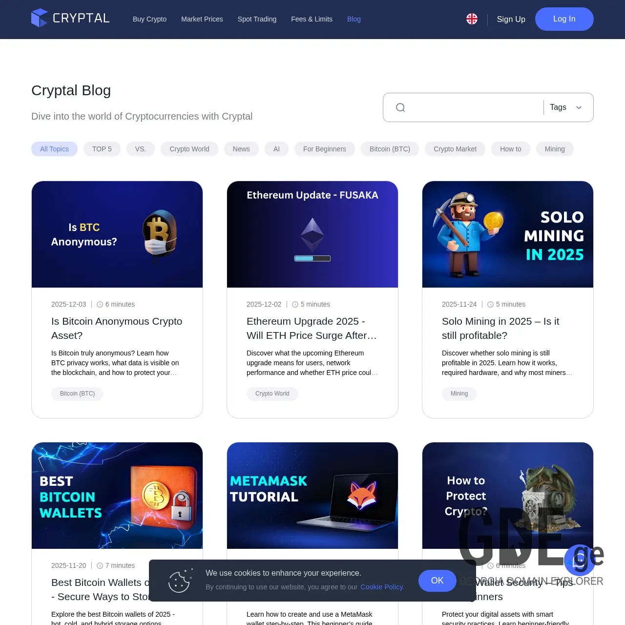 Screenshot of the site cryptalnews.ge at 2025-12-07