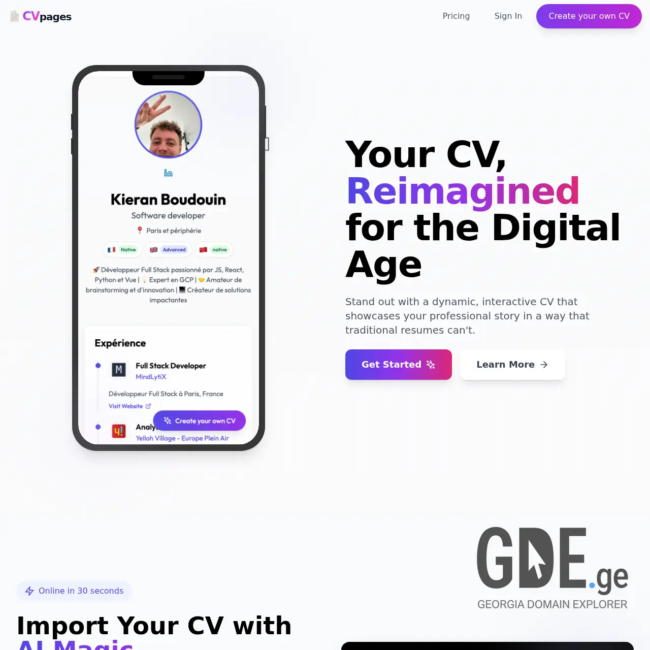 Screenshot of the site cvpa.ge at 2025-12-07