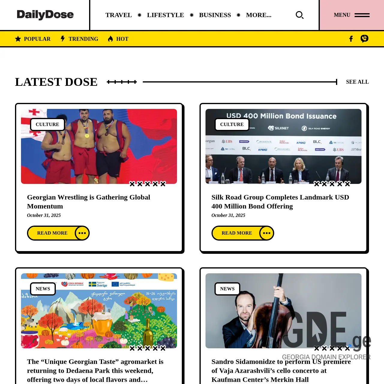 Screenshot of the site dailydose.ge at 2025-12-07