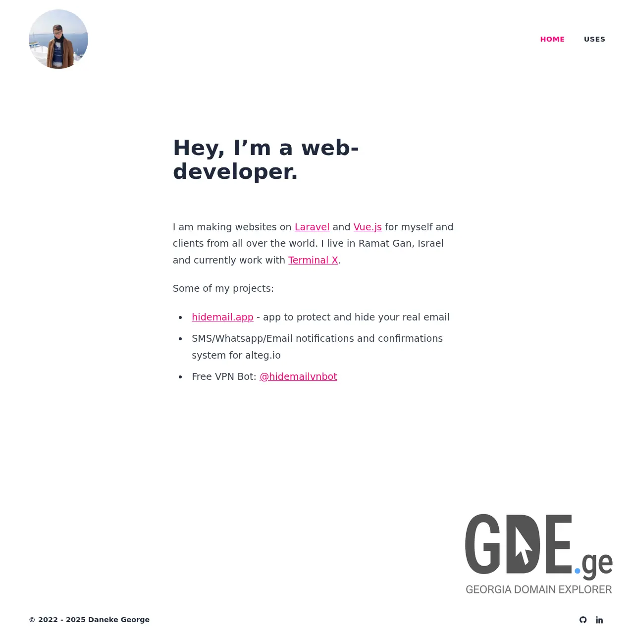 Screenshot of the site daneke.ge at 2025-12-07