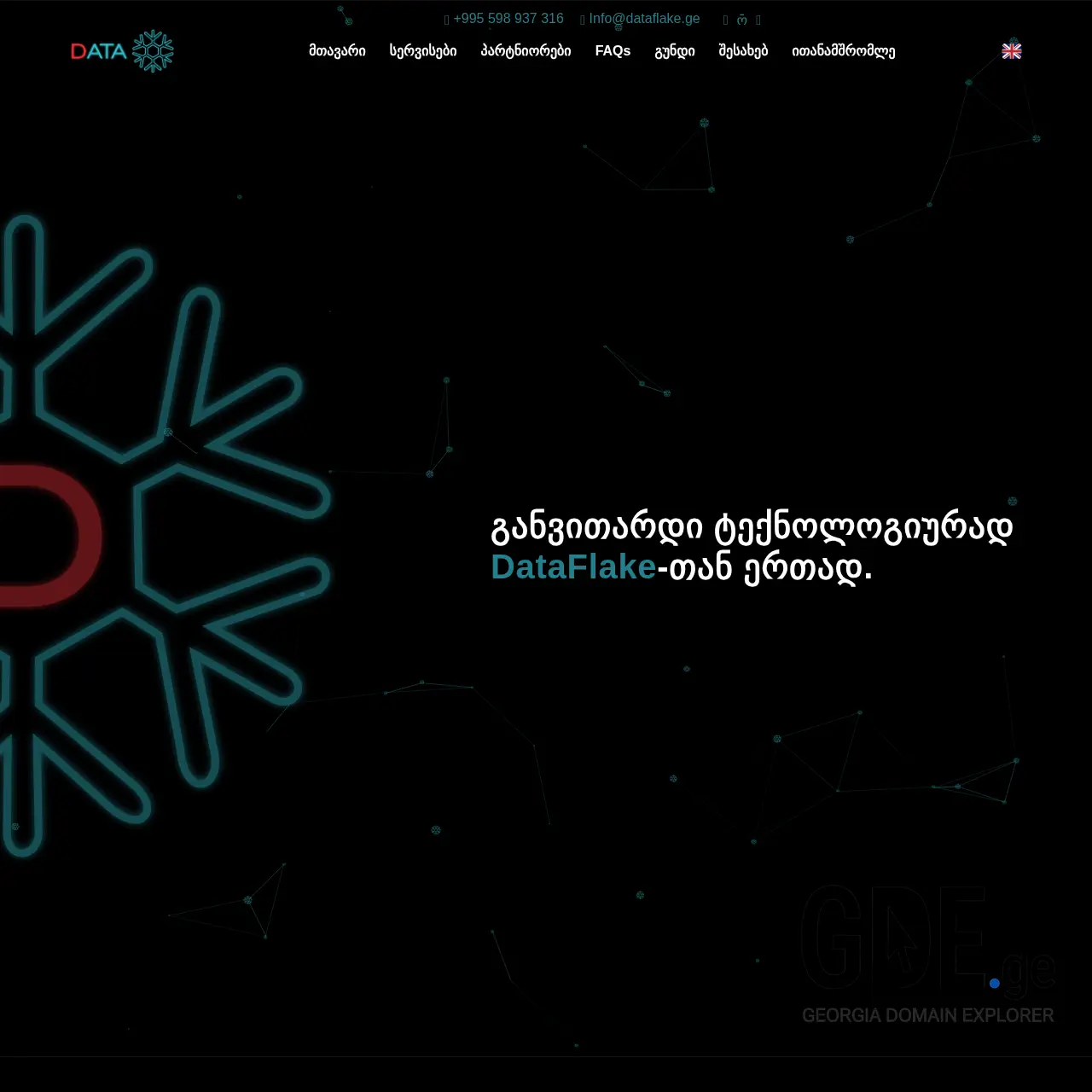 Screenshot of the site dataflake.ge at 2025-12-07