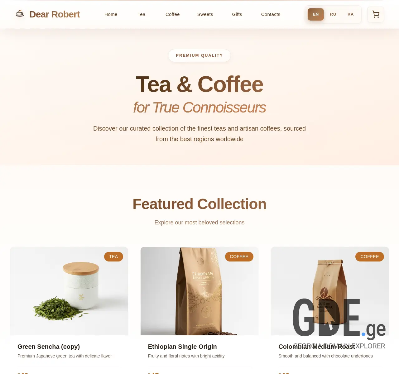 Screenshot of the site dearrobert.ge at 2025-11-24