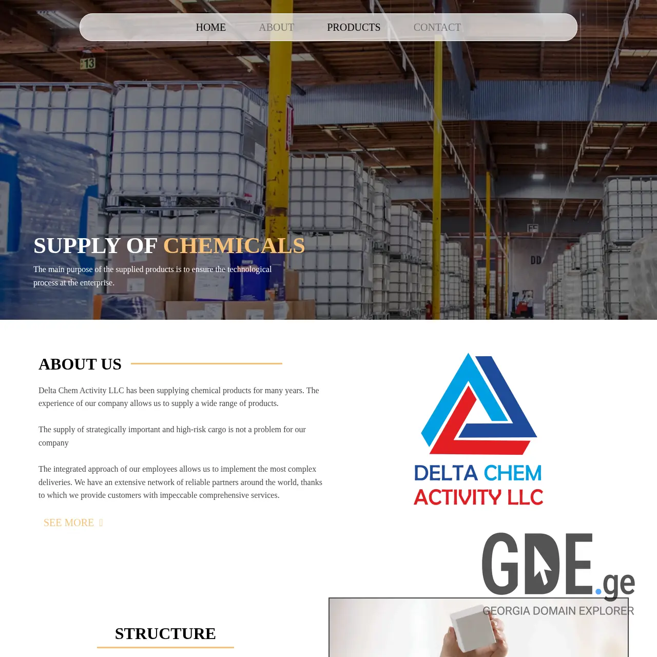 Screenshot of the site deltachem.ge at 2025-12-07